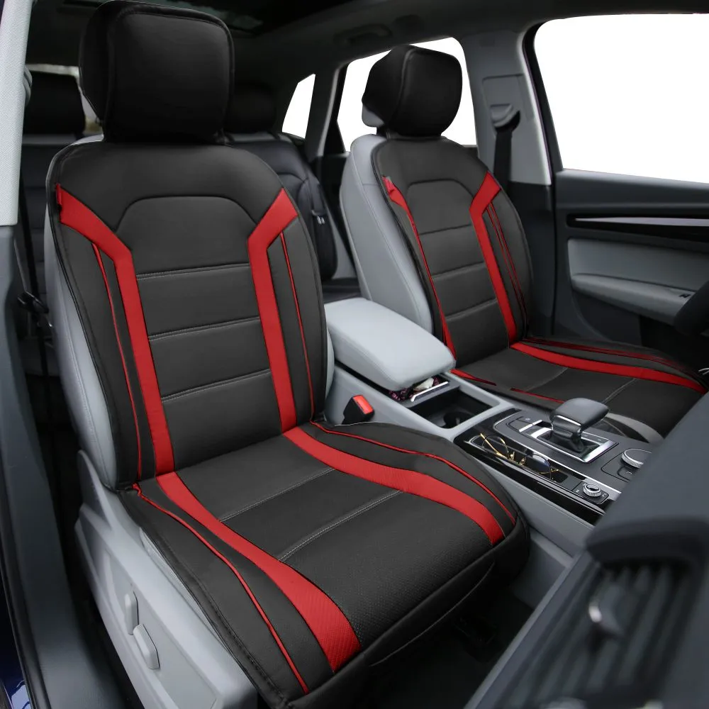 Futuristic Faux Leather Seat Cushions - Full Set Red