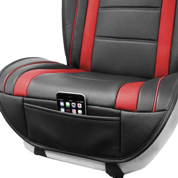 Futuristic Faux Leather Seat Cushions - Full Set Red