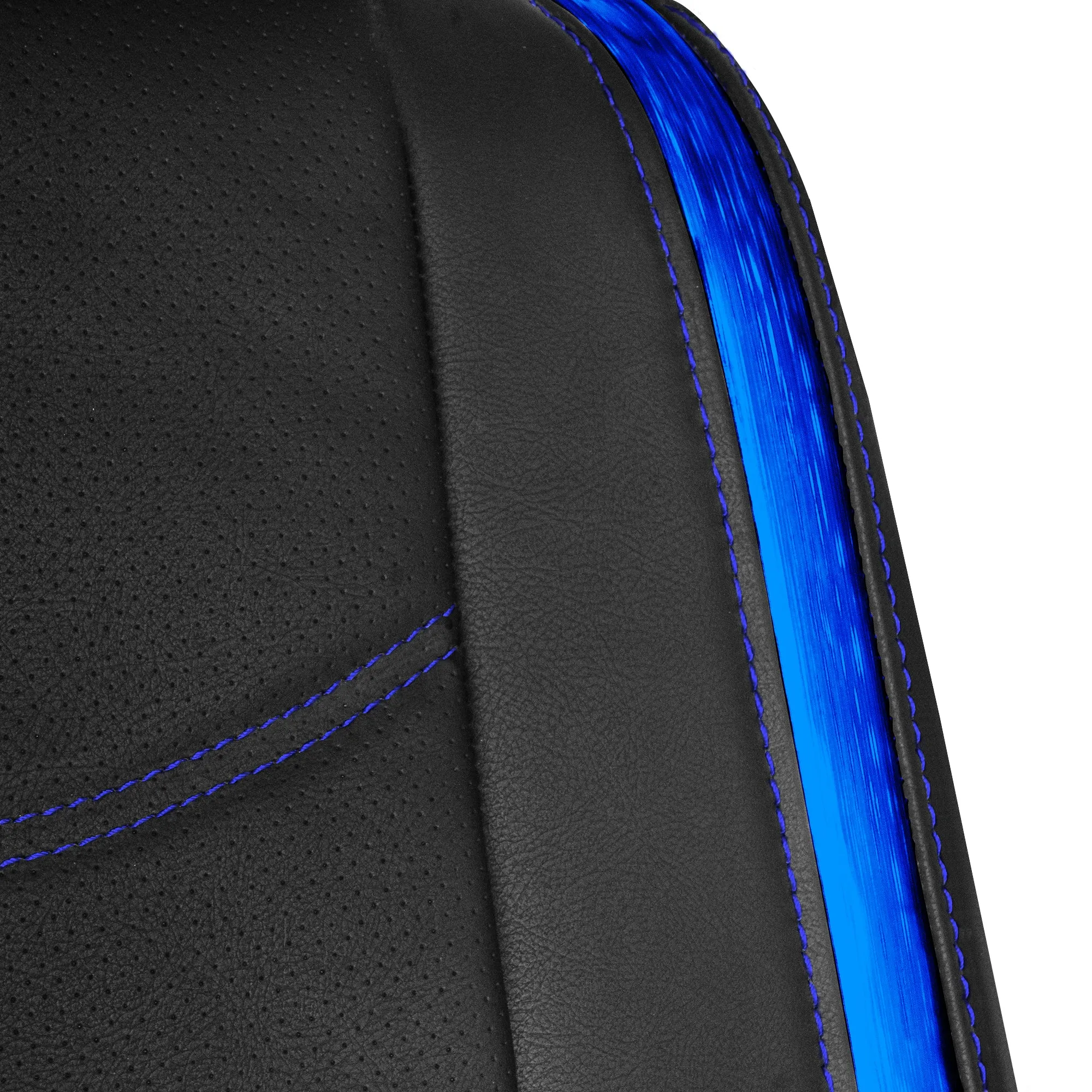 Galaxy13 Metallic Striped Deluxe Leatherette Seat Covers - Full Set Blue