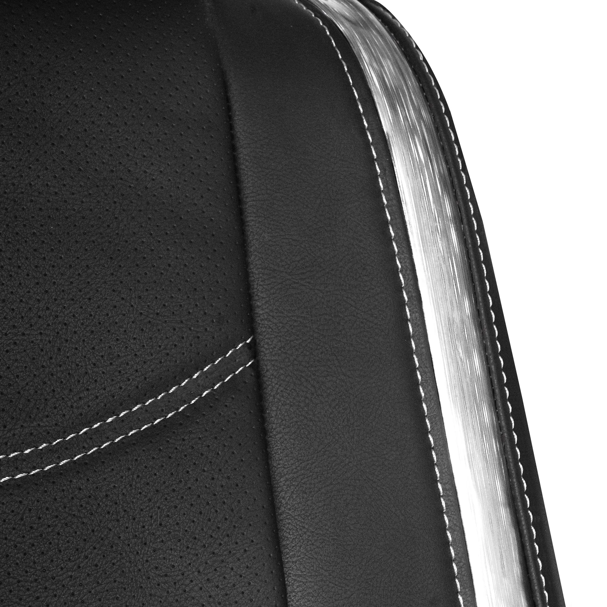 Galaxy13 Metallic Striped Deluxe Leatherette Seat Covers - Full Set Silver