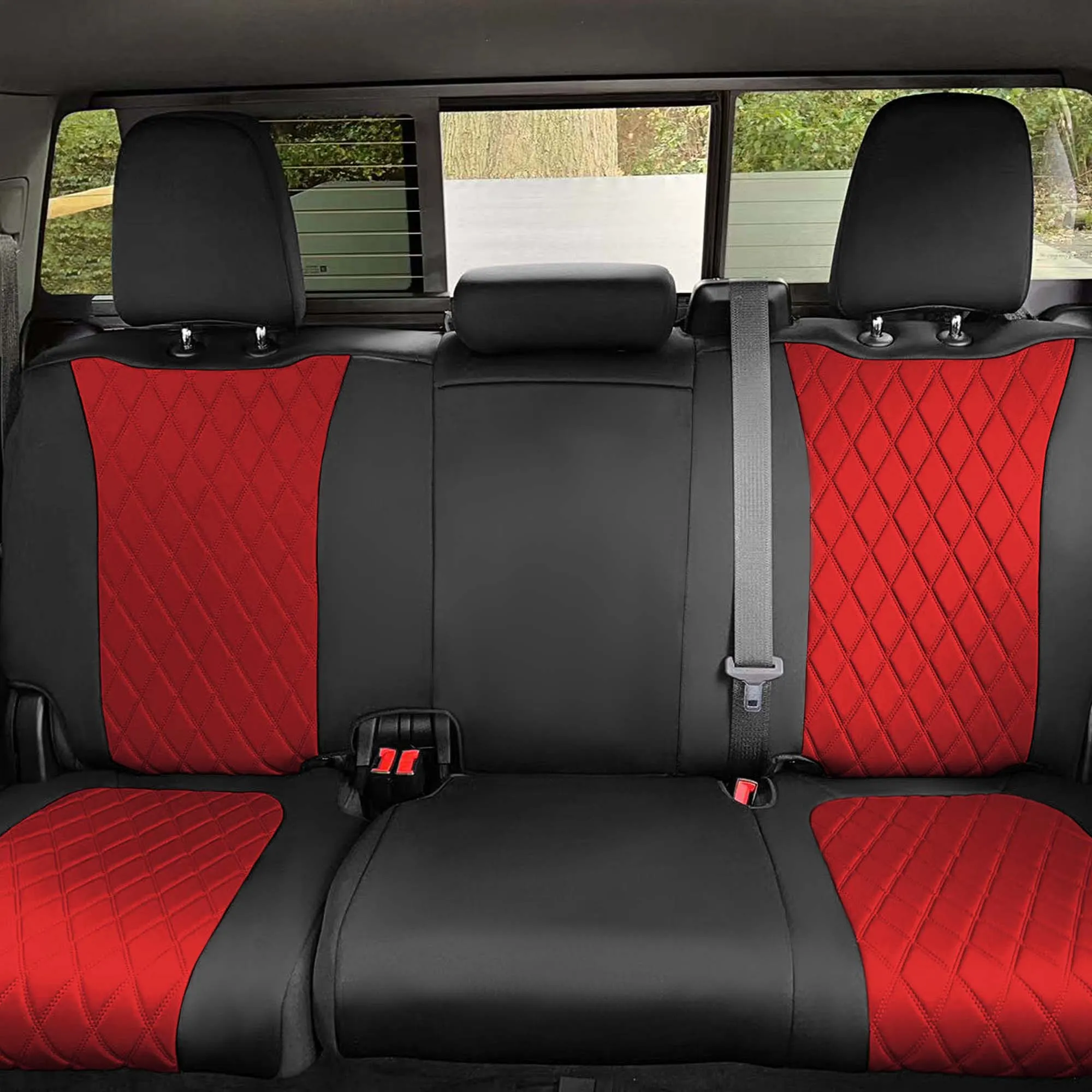 GMC Sierra 1500 2500HD 3500HD SLE Base  2019-2023 - Rear Set Seat Covers - Red Ultraflex Neoprene
