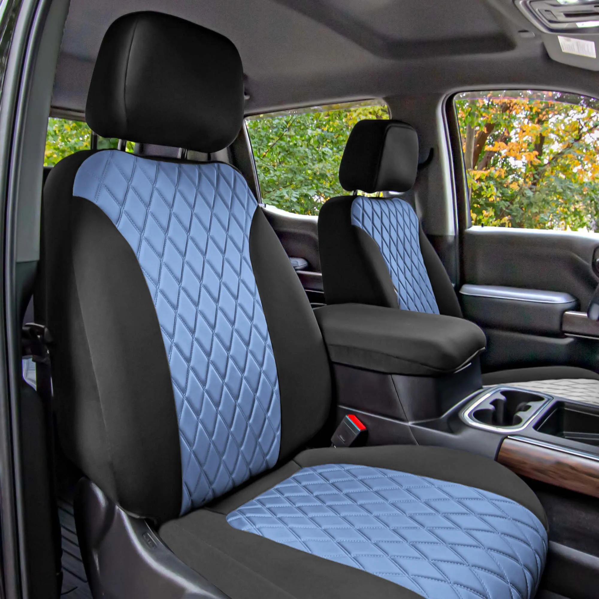GMC Sierra 1500 2500HD 3500HD SLT | AT4 | DENALI 2019-2023 - Front Set Seat Covers - Blue Ultraflex Neoprene
