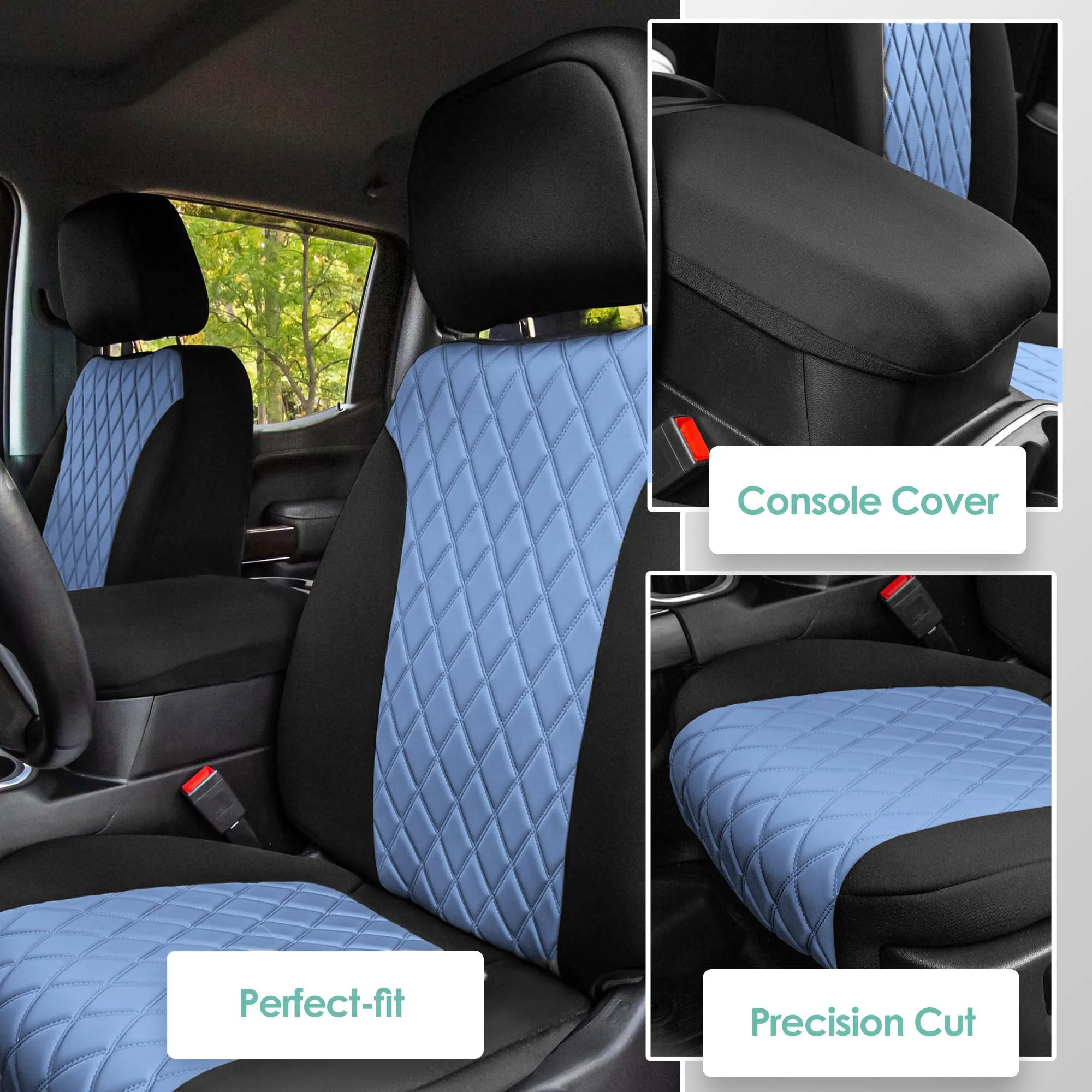 GMC Sierra 1500 2500HD 3500HD SLT | AT4 | DENALI 2019-2023 - Front Set Seat Covers - Blue Ultraflex Neoprene