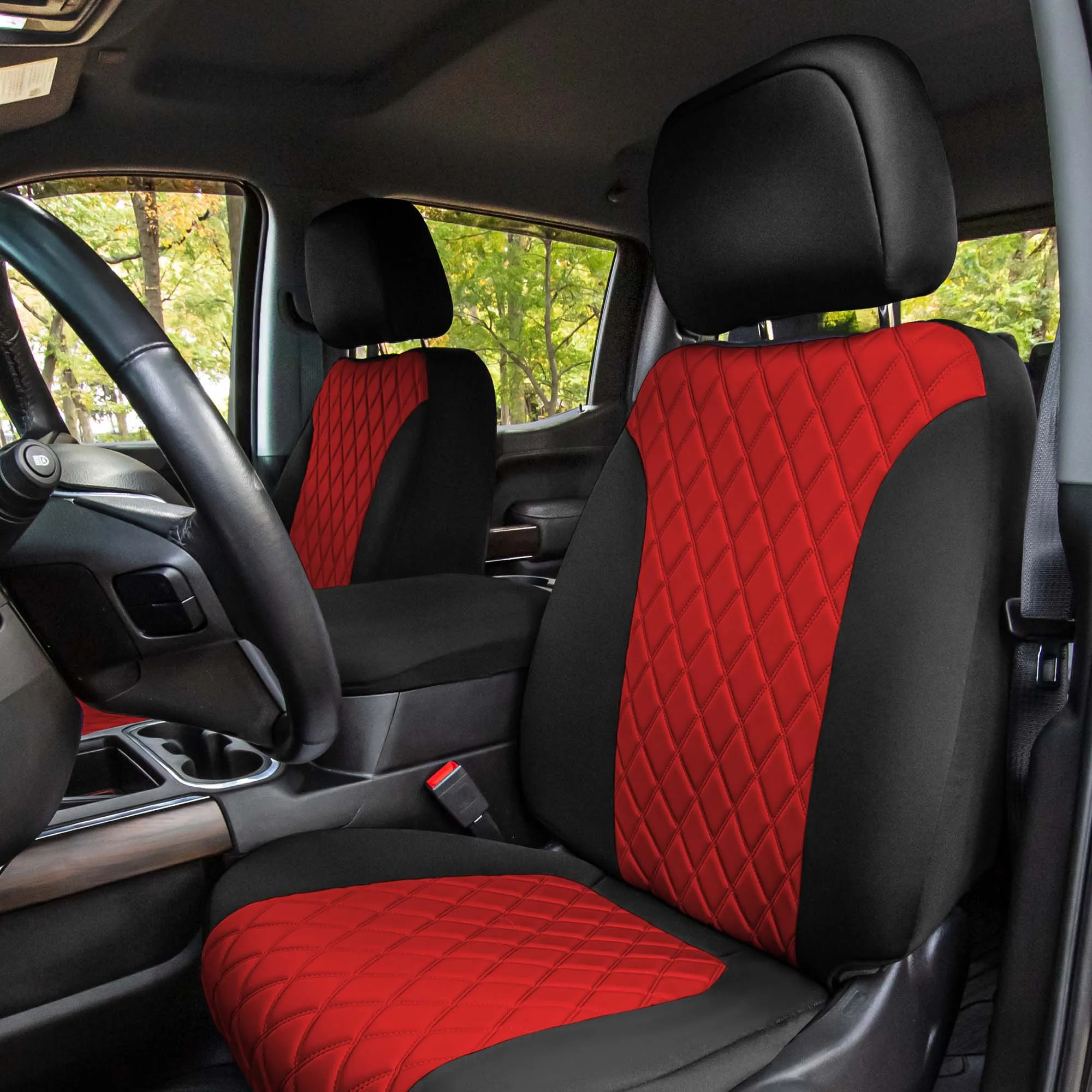 GMC Sierra 1500 2500HD 3500HD SLT | AT4 | DENALI 2019-2023 - Full Set Seat Covers - Red Ultraflex Neoprene