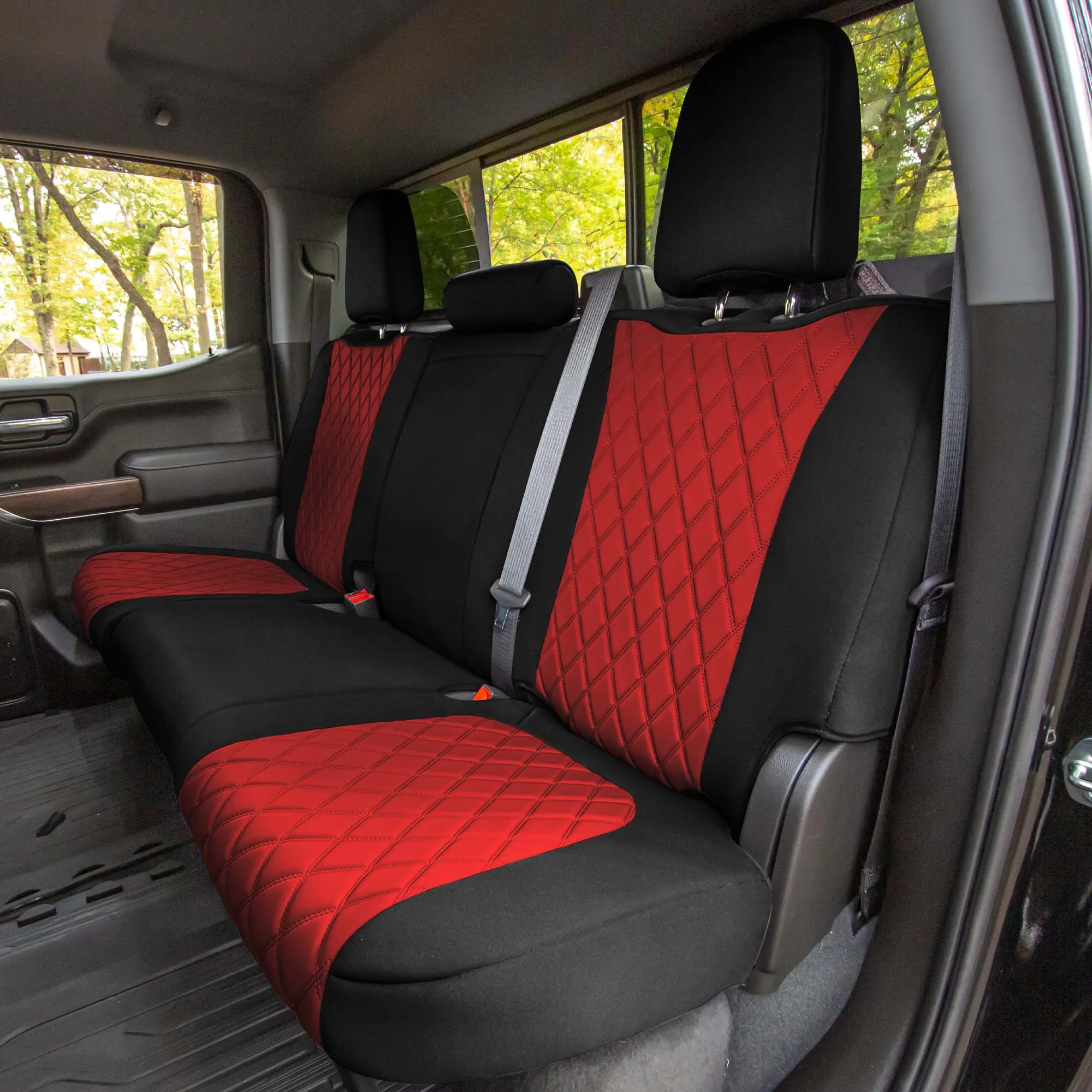 GMC Sierra 1500 2500HD 3500HD SLT | AT4 | DENALI 2019-2023 - Full Set Seat Covers - Red Ultraflex Neoprene