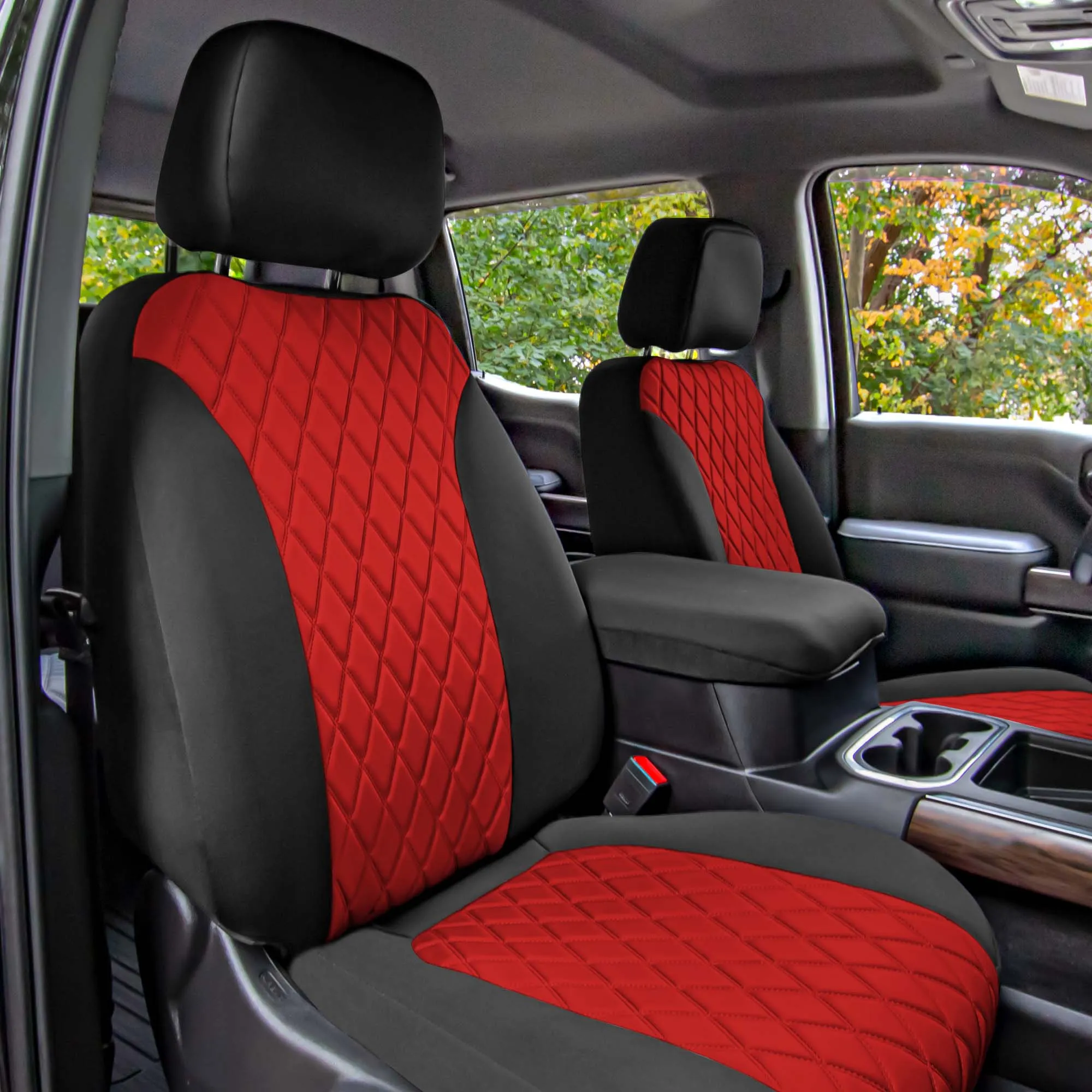 GMC Sierra 1500 2500HD 3500HD SLT | AT4 | DENALI 2019-2023 - Full Set Seat Covers - Red Ultraflex Neoprene