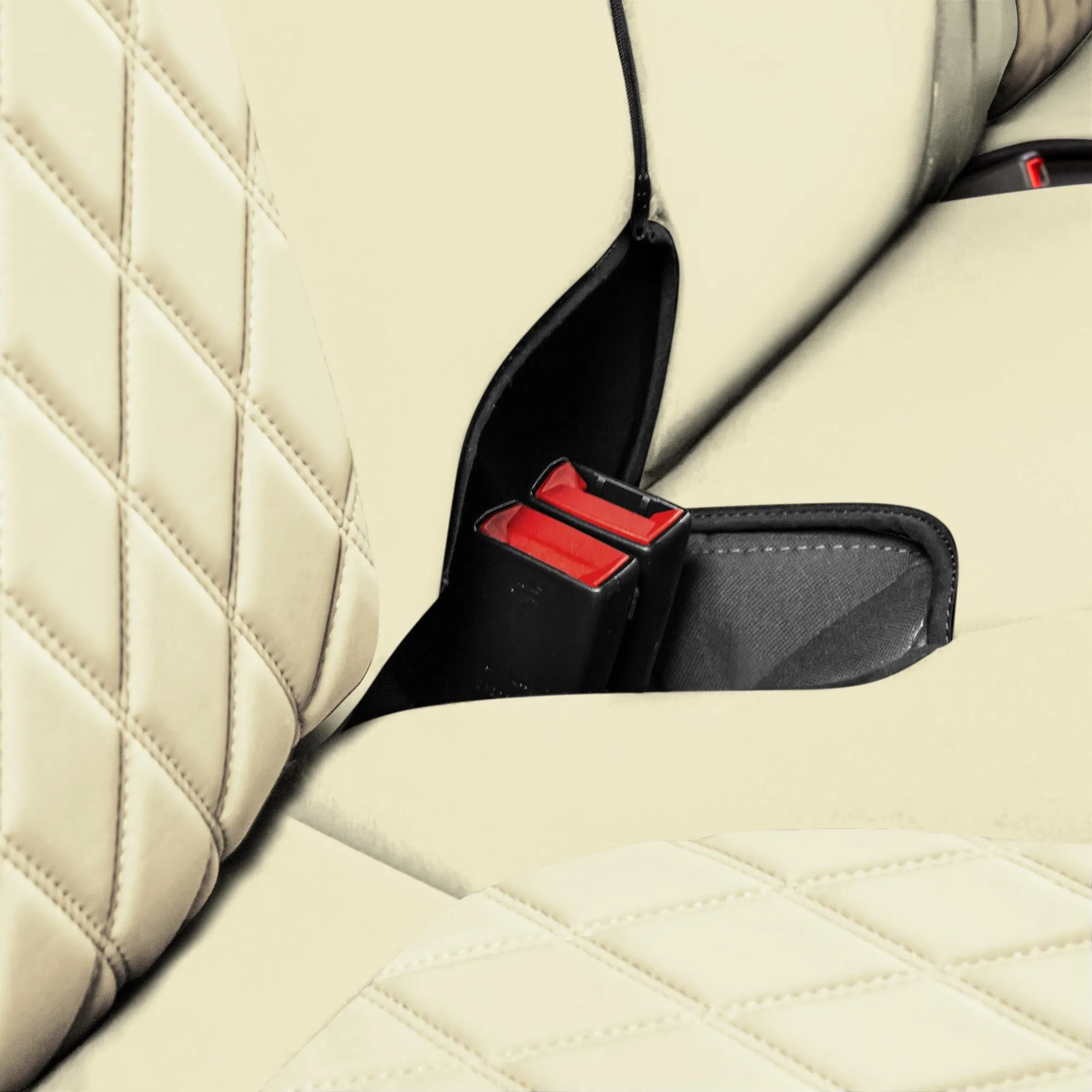 GMC Sierra 1500 2500HD 3500HD SLT | AT4 | DENALI 2019-2023 - Rear Set Seat Covers - Solid Beige Ultraflex Neoprene