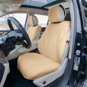 Grande70 Luxe Faux Leather Car Seat Covers with Sleek Pattern - Front Set Beige