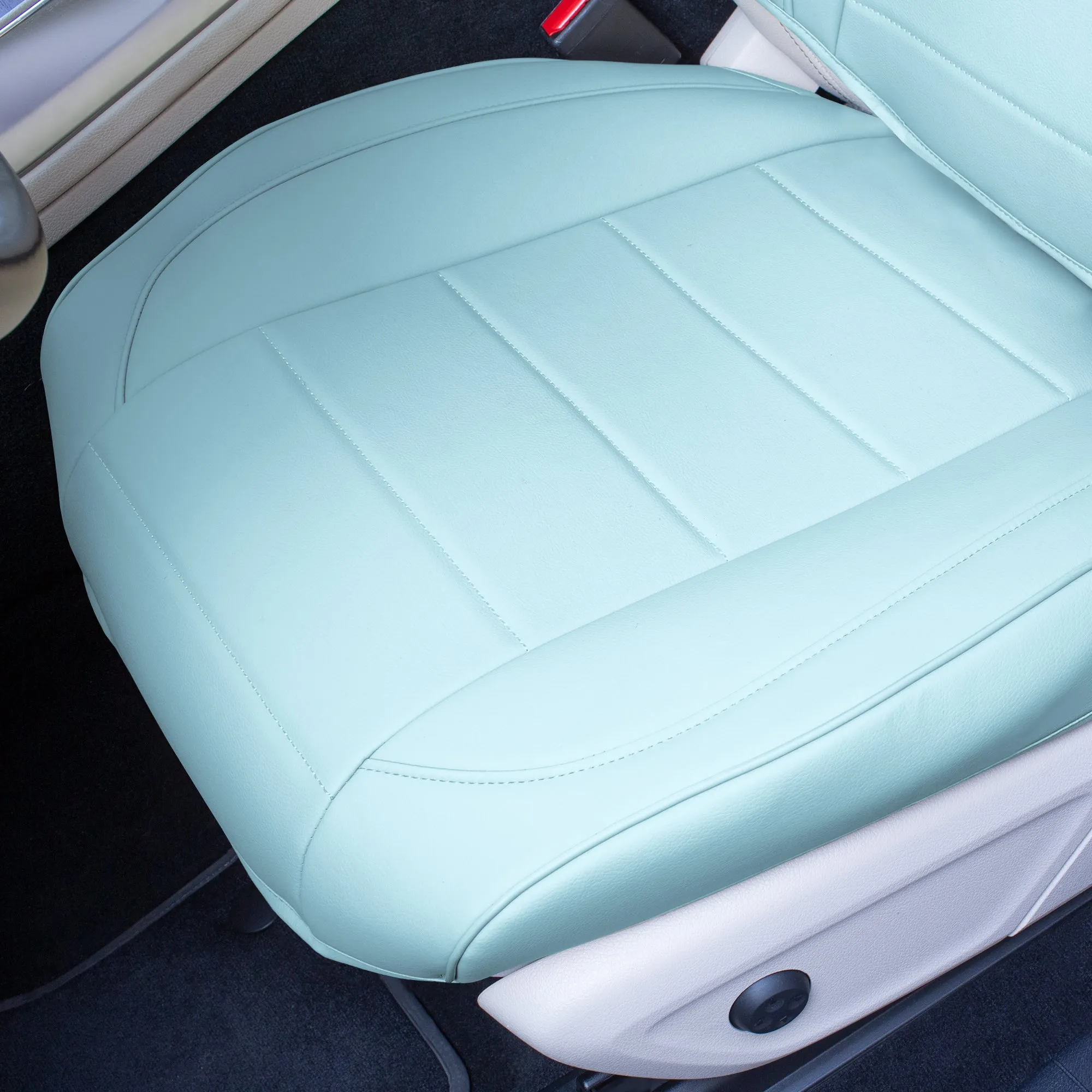 Grande70 Luxe Faux Leather Car Seat Covers with Sleek Pattern - Front Set Blue