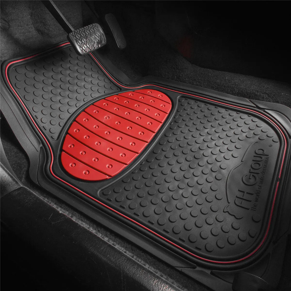 Heavy Duty ClimaProof Trimmable Touchdown Non-Slip Rubber Floor Mats Red