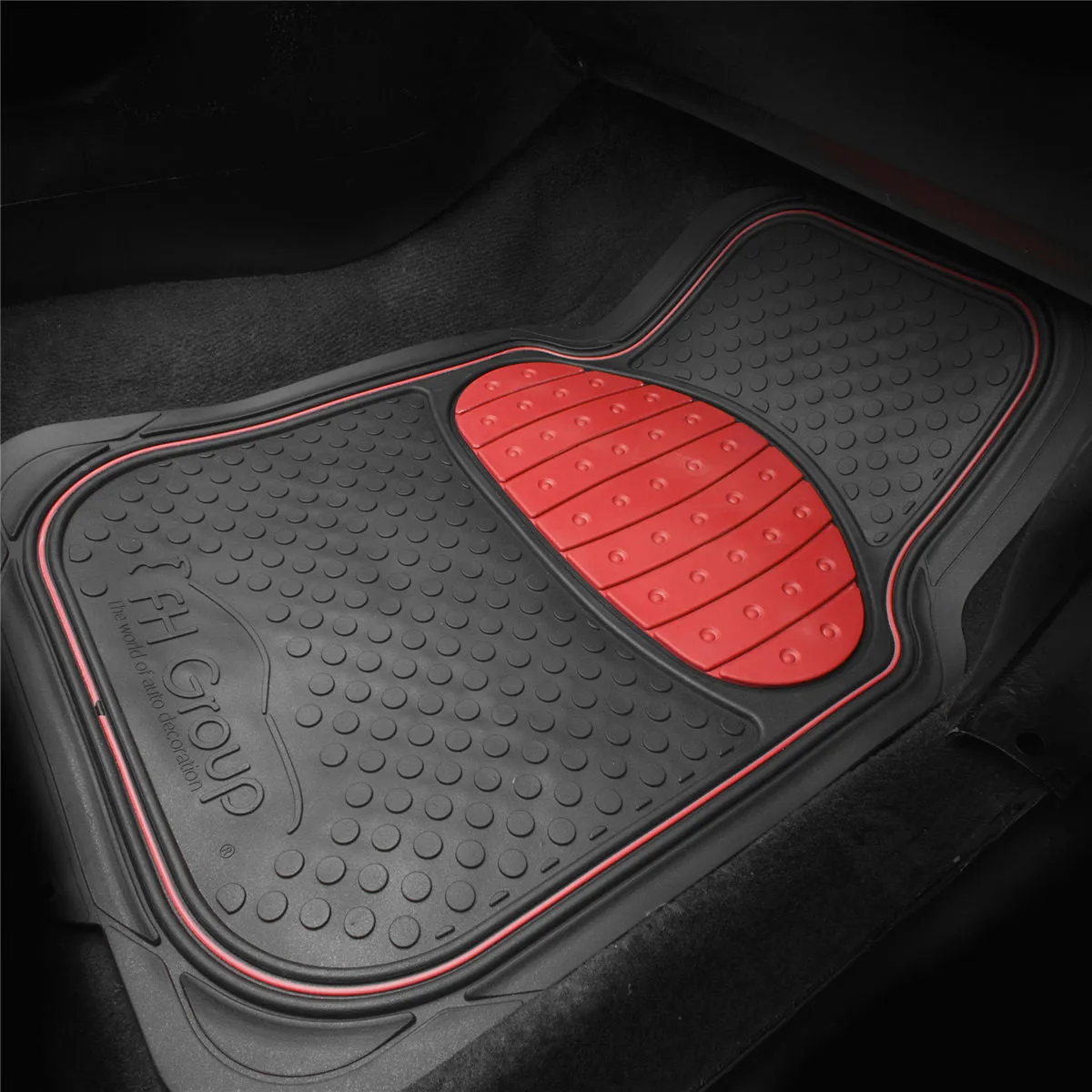 Heavy Duty ClimaProof Trimmable Touchdown Non-Slip Rubber Floor Mats Red