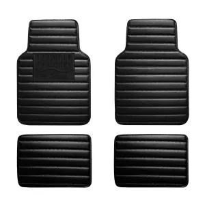 Heavy Duty Non-Slip Faux Leather Floor Mats - Full Set Black