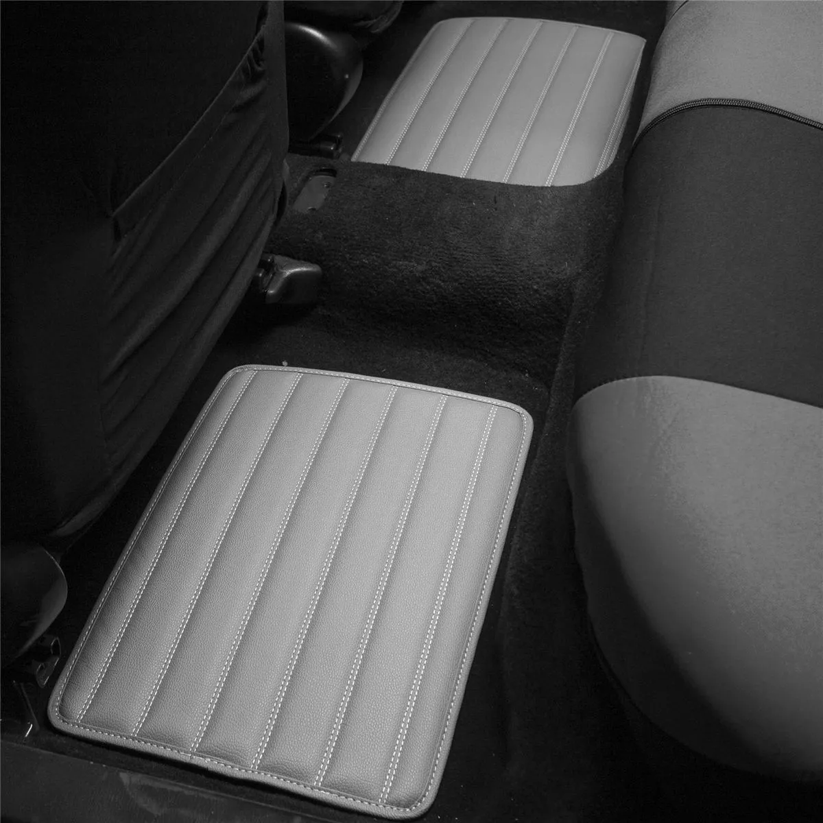 Heavy Duty Non-Slip Faux Leather Floor Mats - Full Set Gray