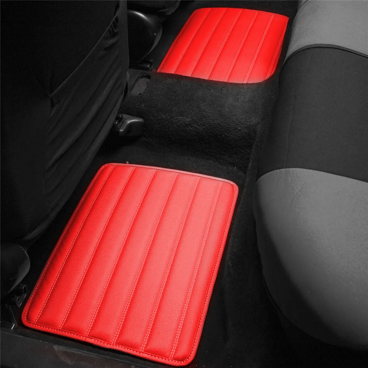 Heavy Duty Non-Slip Faux Leather Floor Mats - Full Set Red