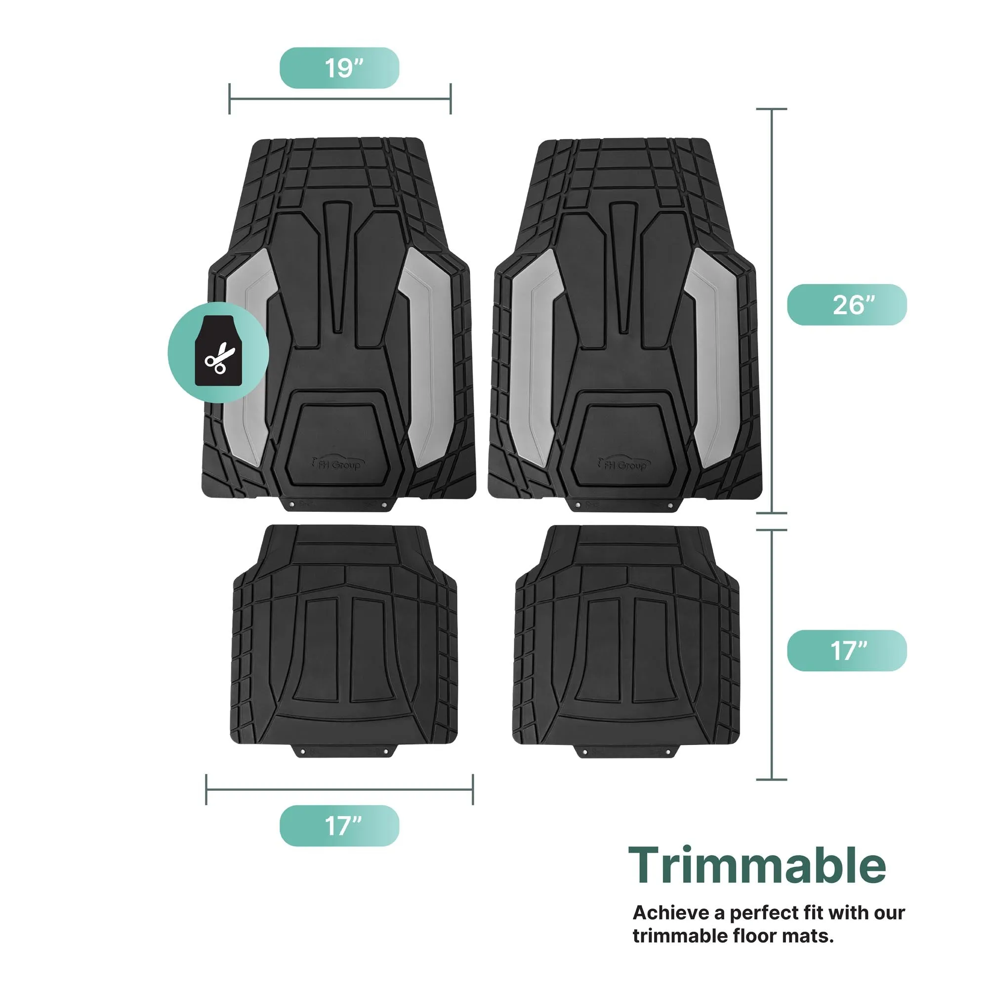 High Quality Rubber Floor Mats - Full Set Gray