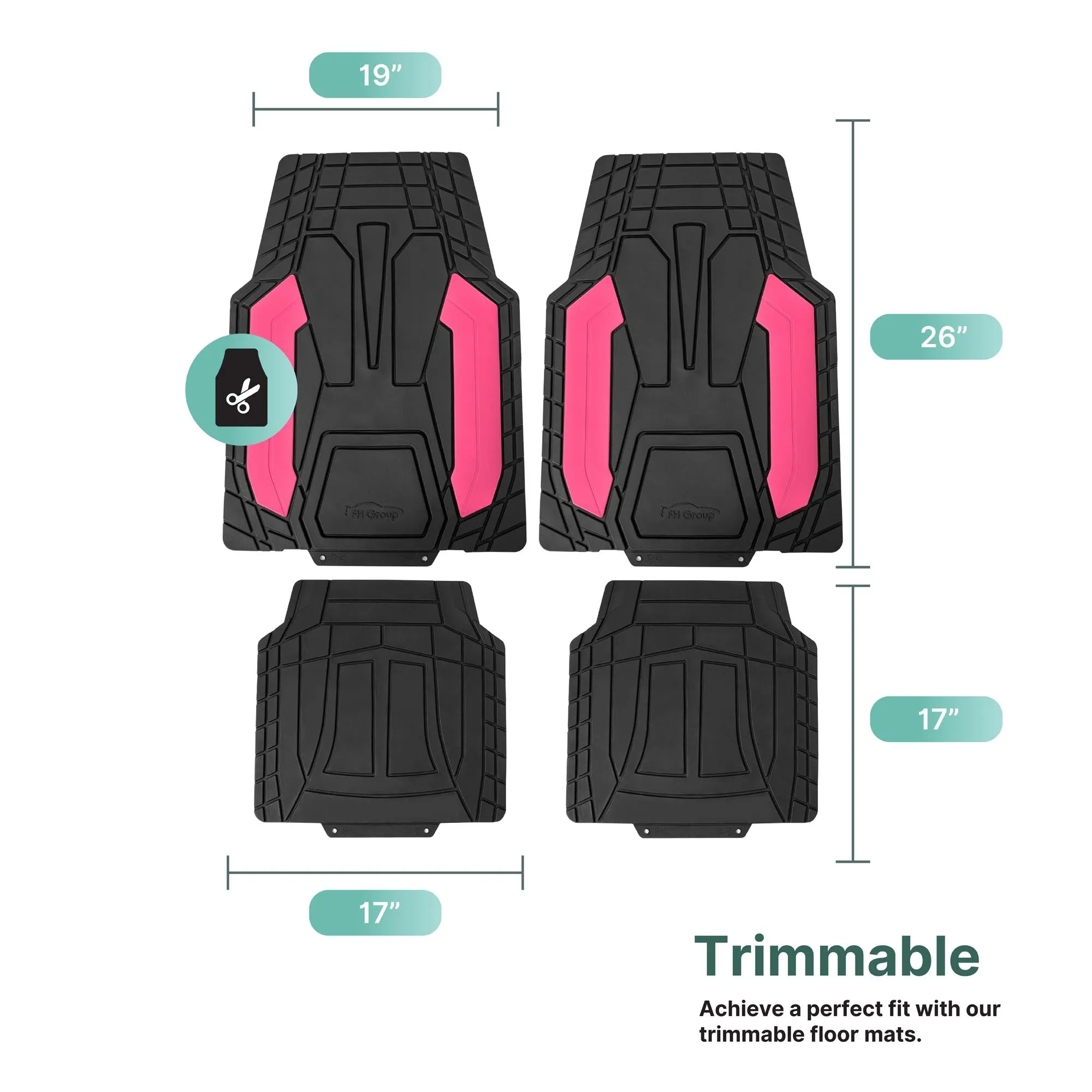 High Quality Rubber Floor Mats - Full Set Pink