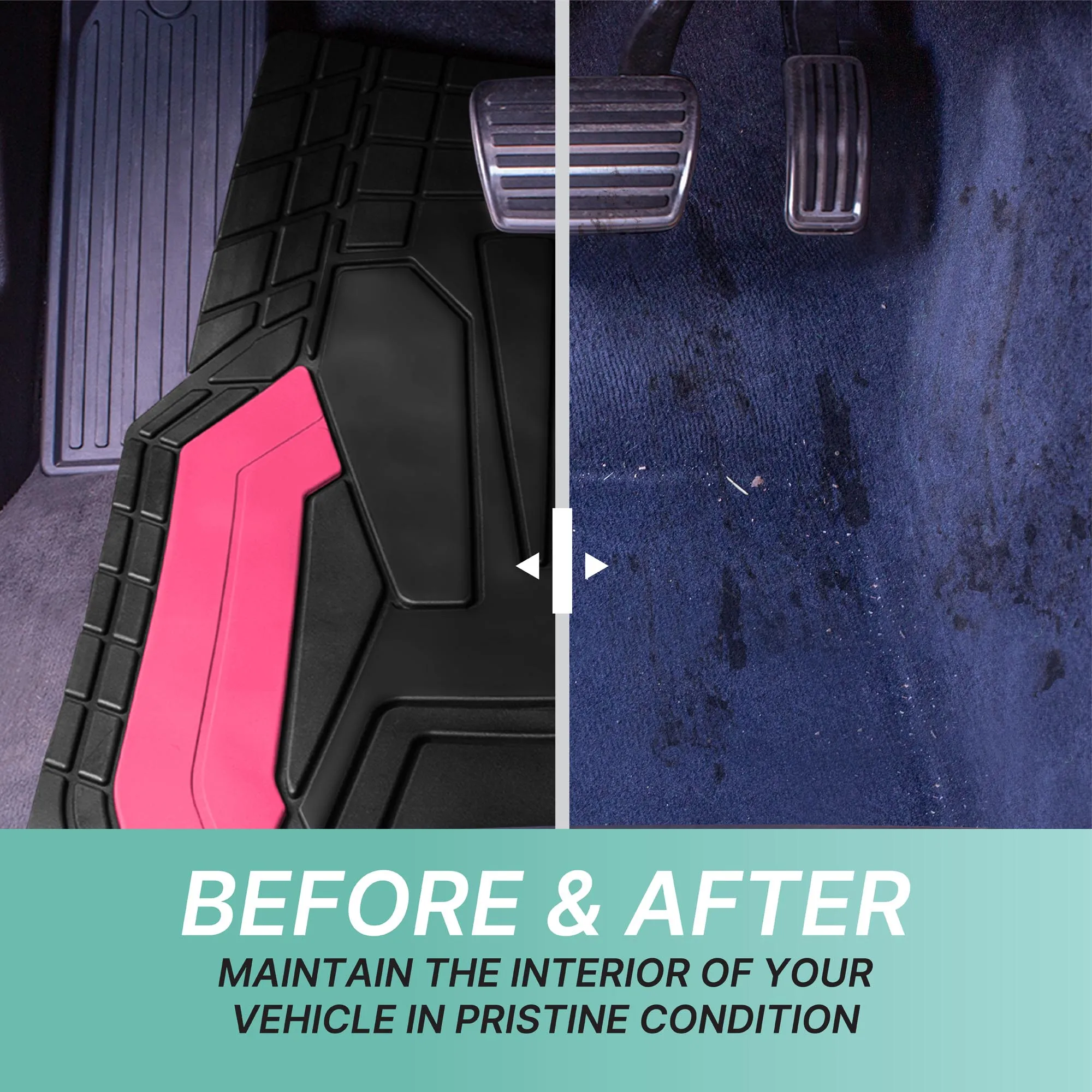 High Quality Rubber Floor Mats - Full Set Pink
