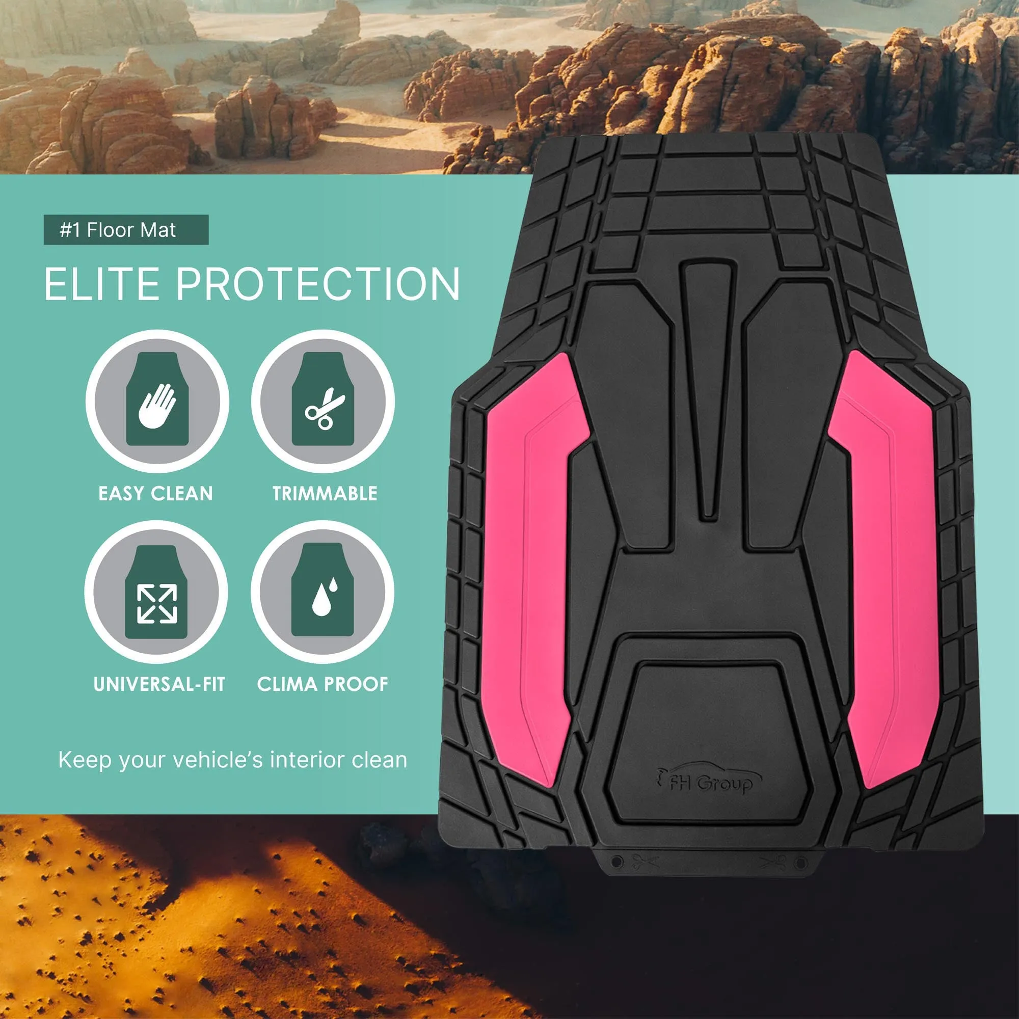 High Quality Rubber Floor Mats - Full Set Pink