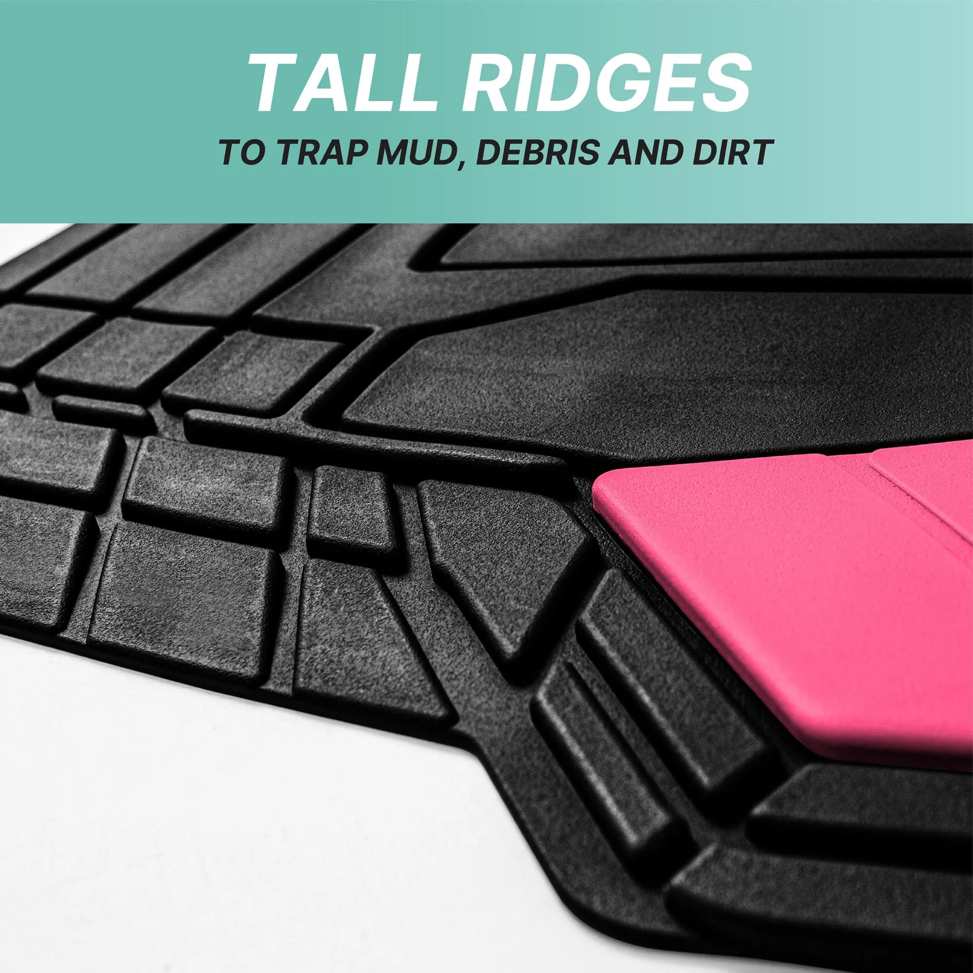 High Quality Rubber Floor Mats - Full Set Pink