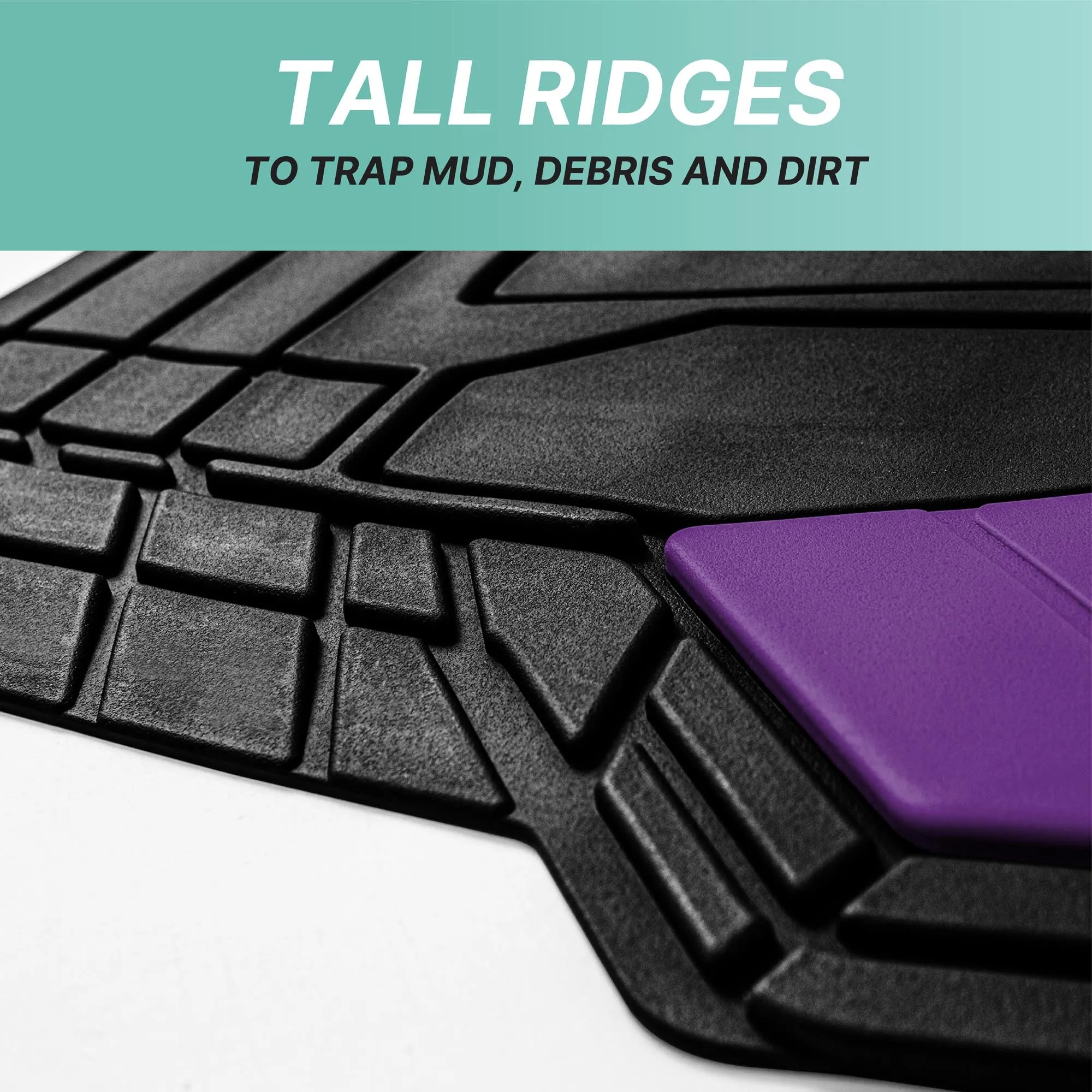 High Quality Rubber Floor Mats - Full Set Purple