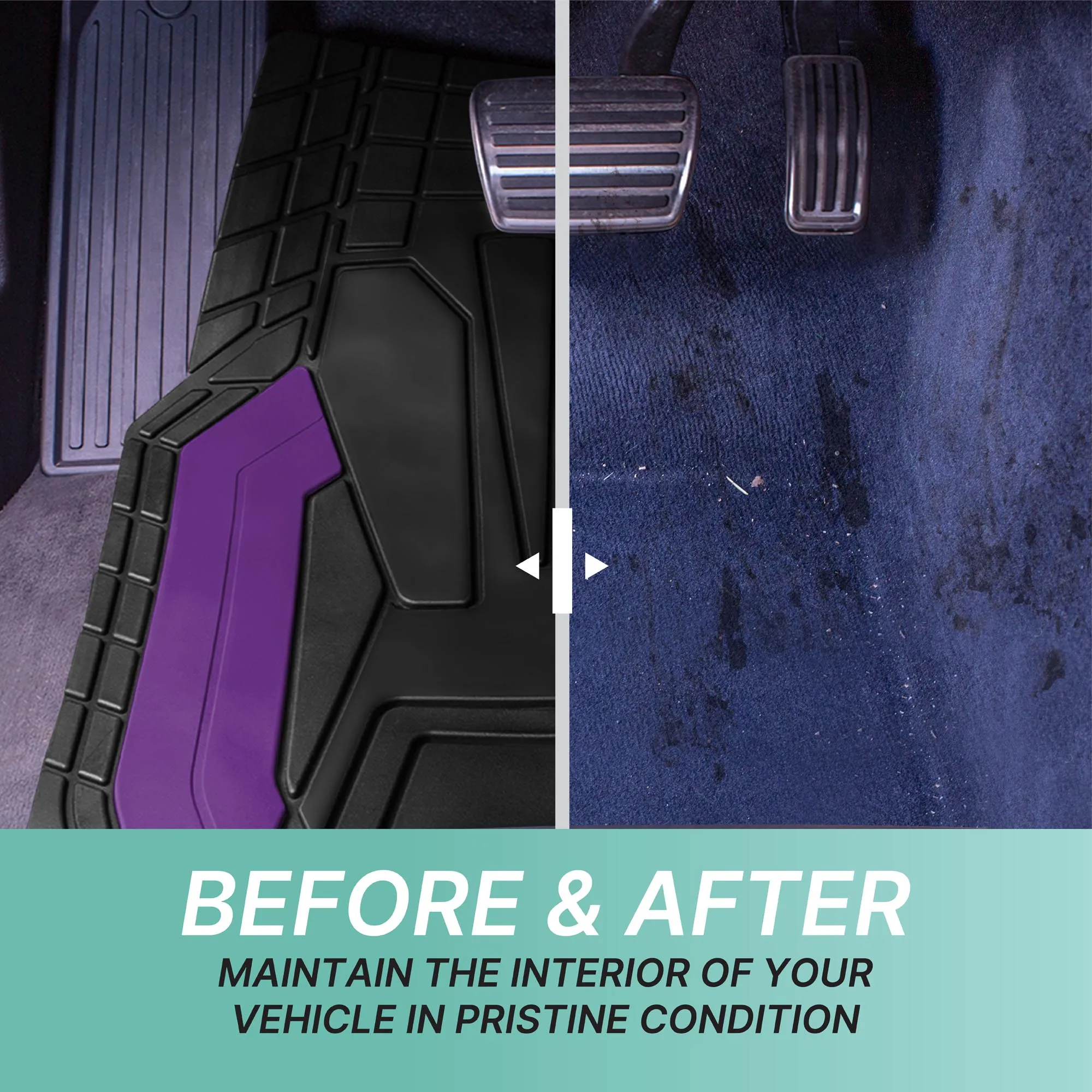 High Quality Rubber Floor Mats - Full Set Purple
