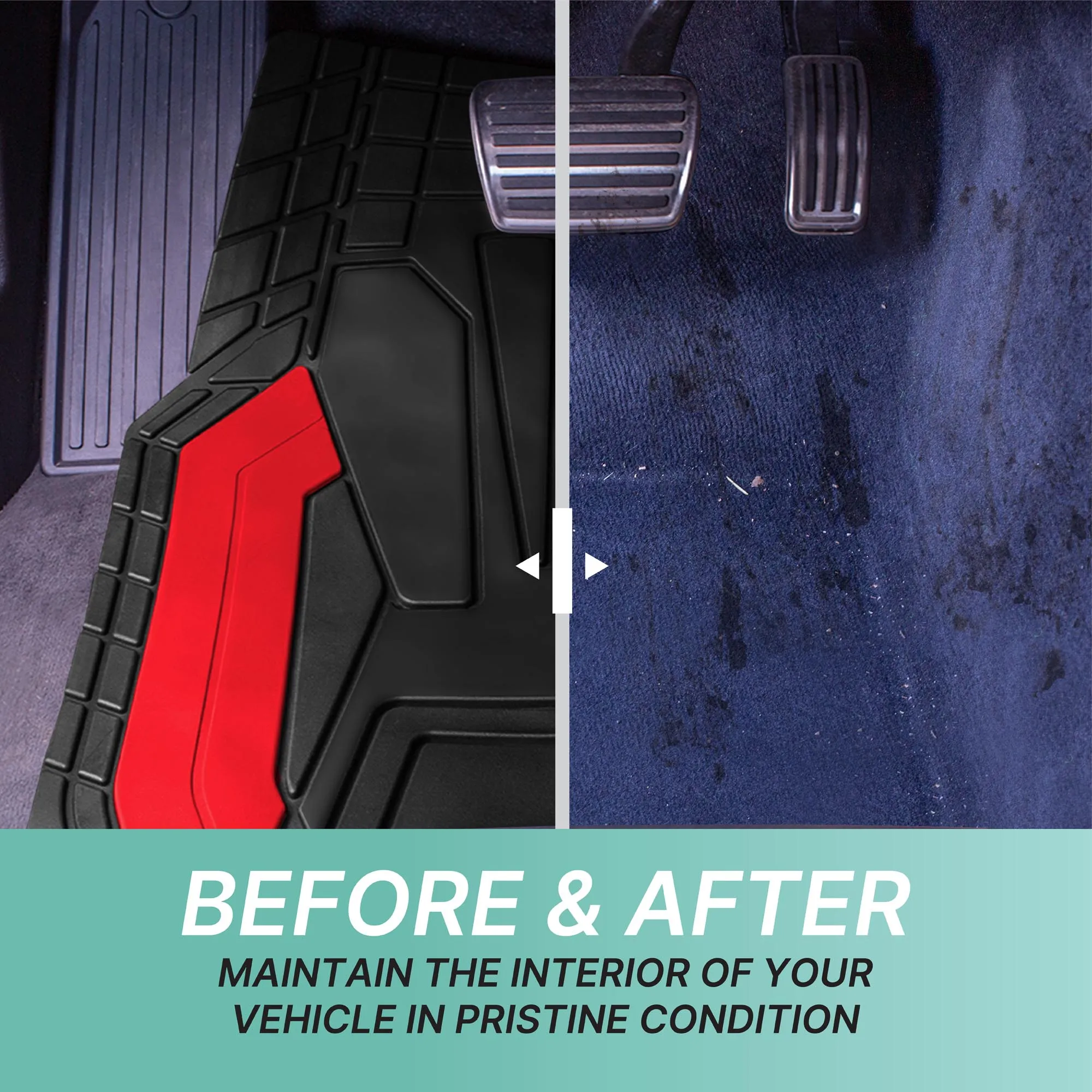 High Quality Rubber Floor Mats - Full Set Red