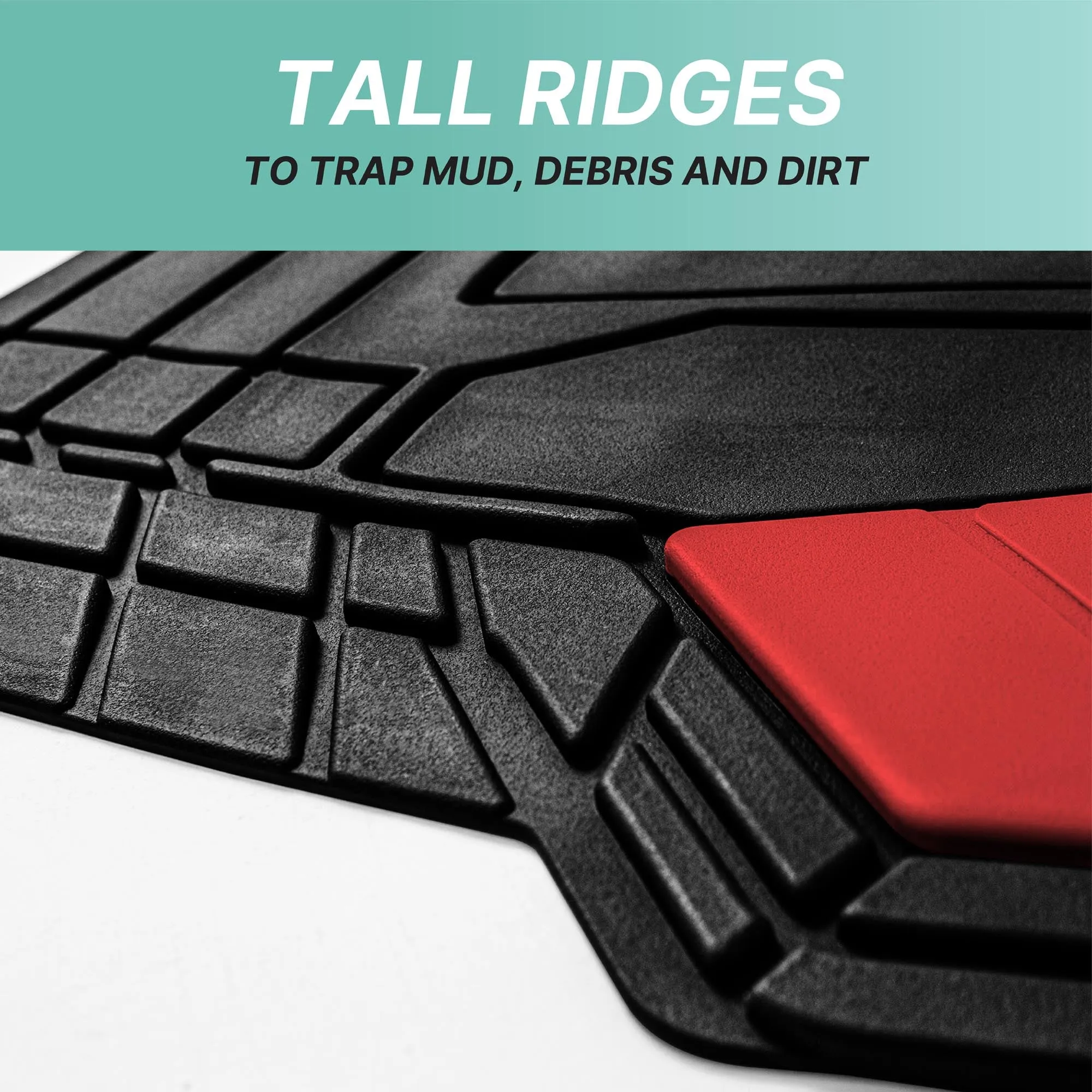 High Quality Rubber Floor Mats - Full Set Red
