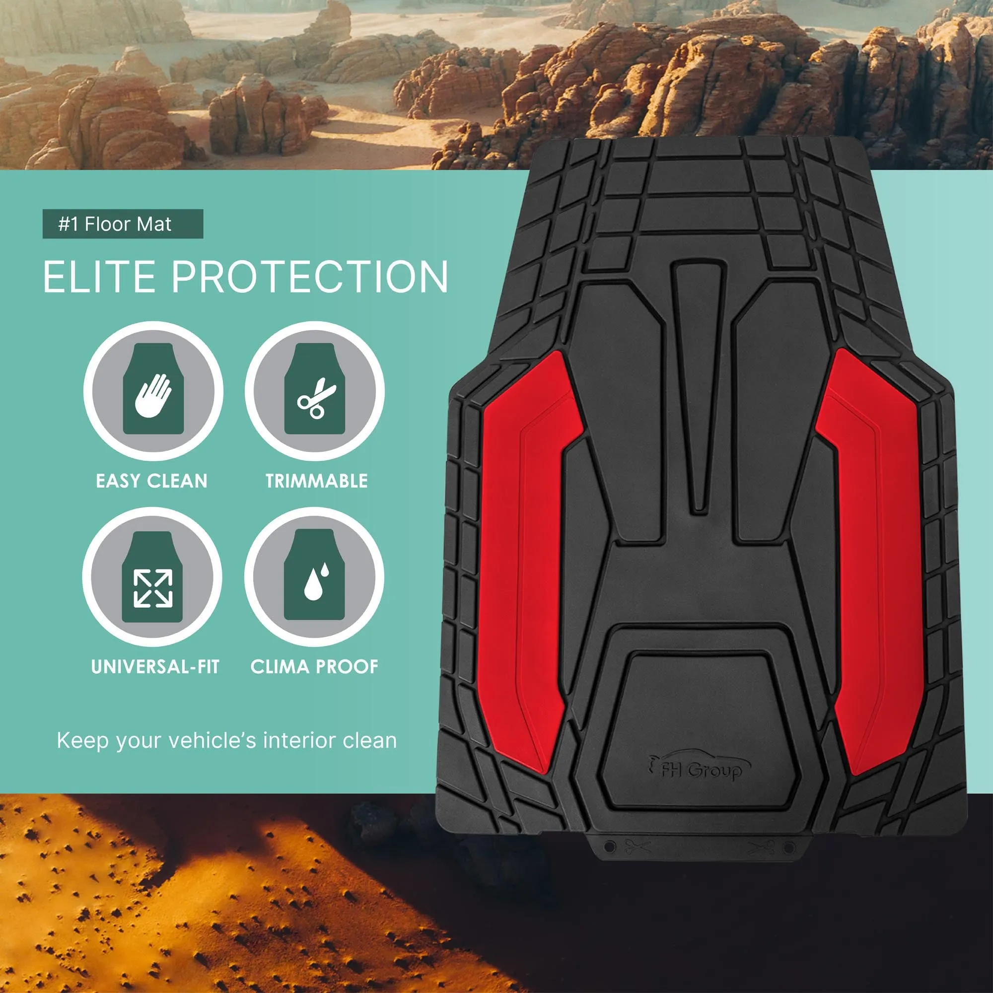 High Quality Rubber Floor Mats - Full Set Red