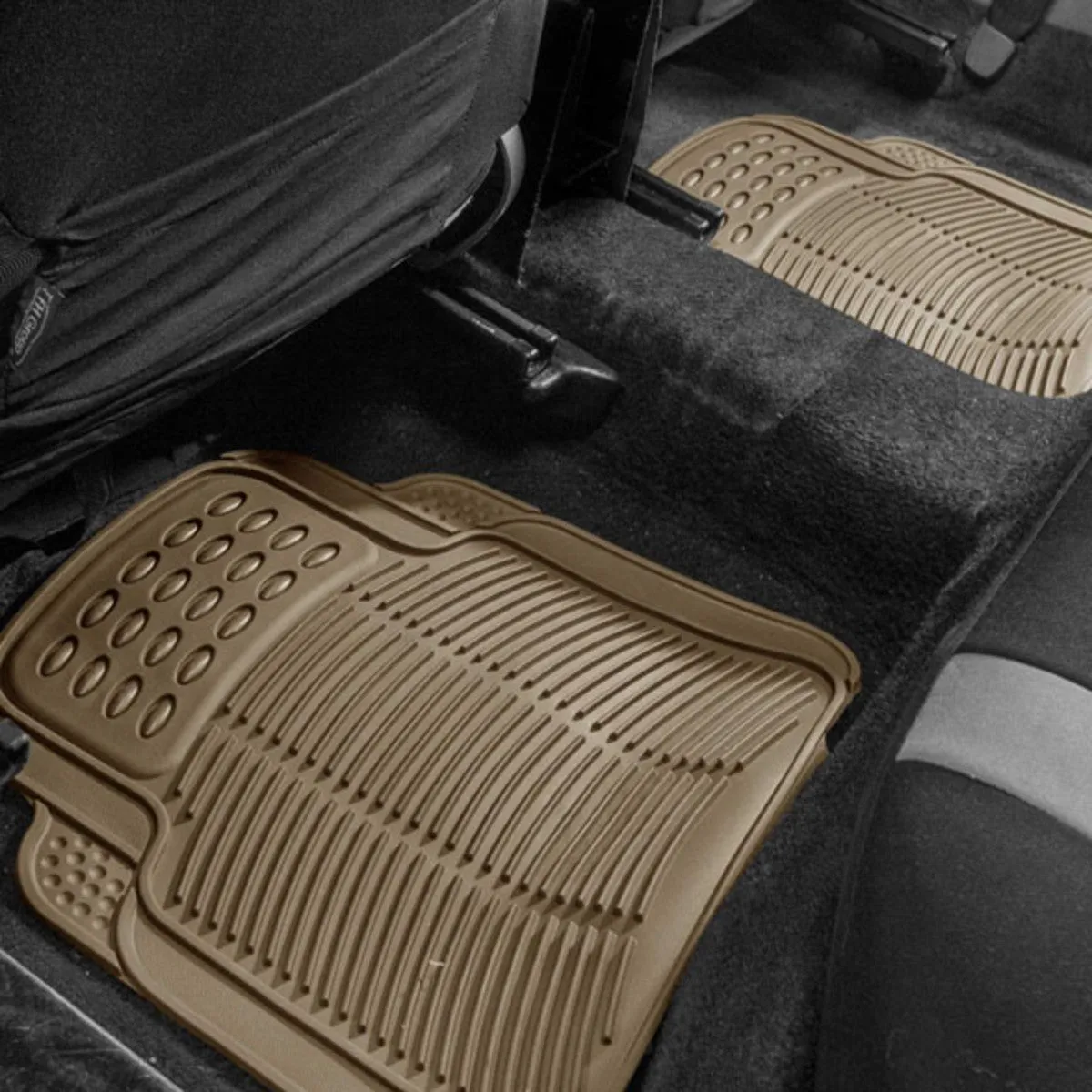 High Quality Trimmable Non-Slip Rubber Floor Mats - Full Set Beige