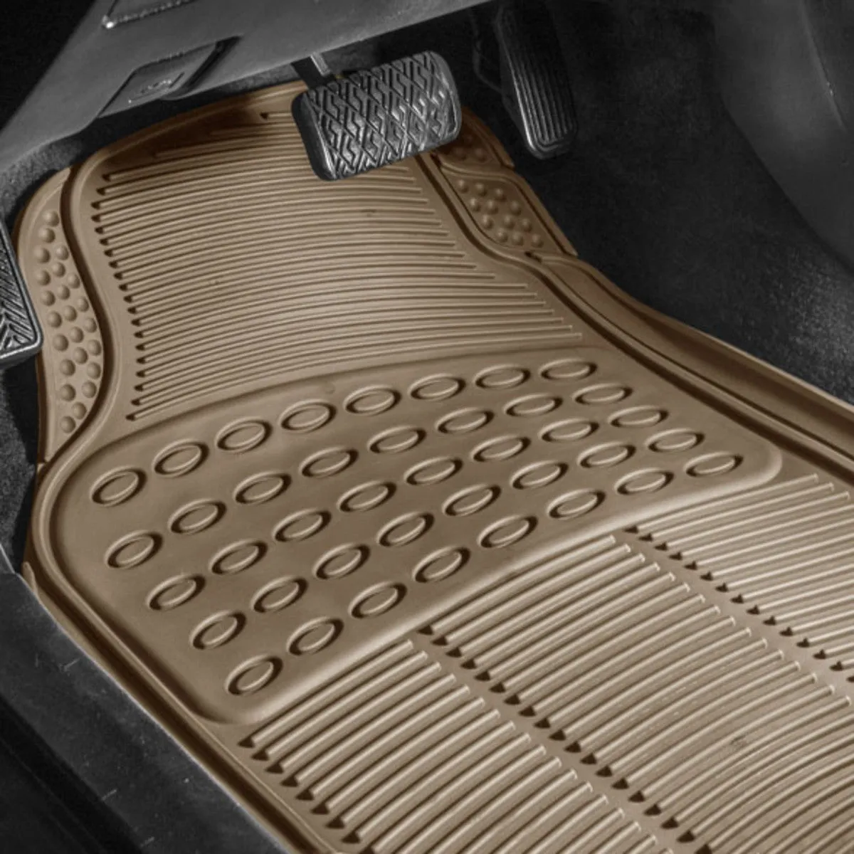 High Quality Trimmable Non-Slip Rubber Floor Mats - Full Set Beige