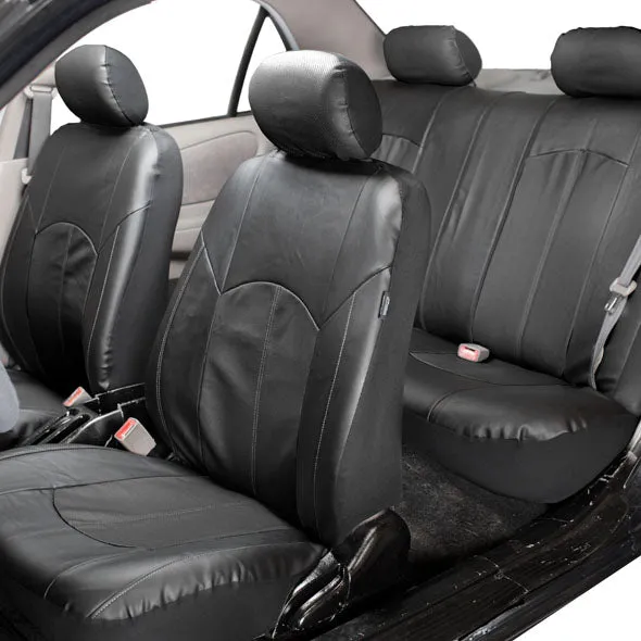 Highest Grade Faux Leather Seat Covers - Full Set Black