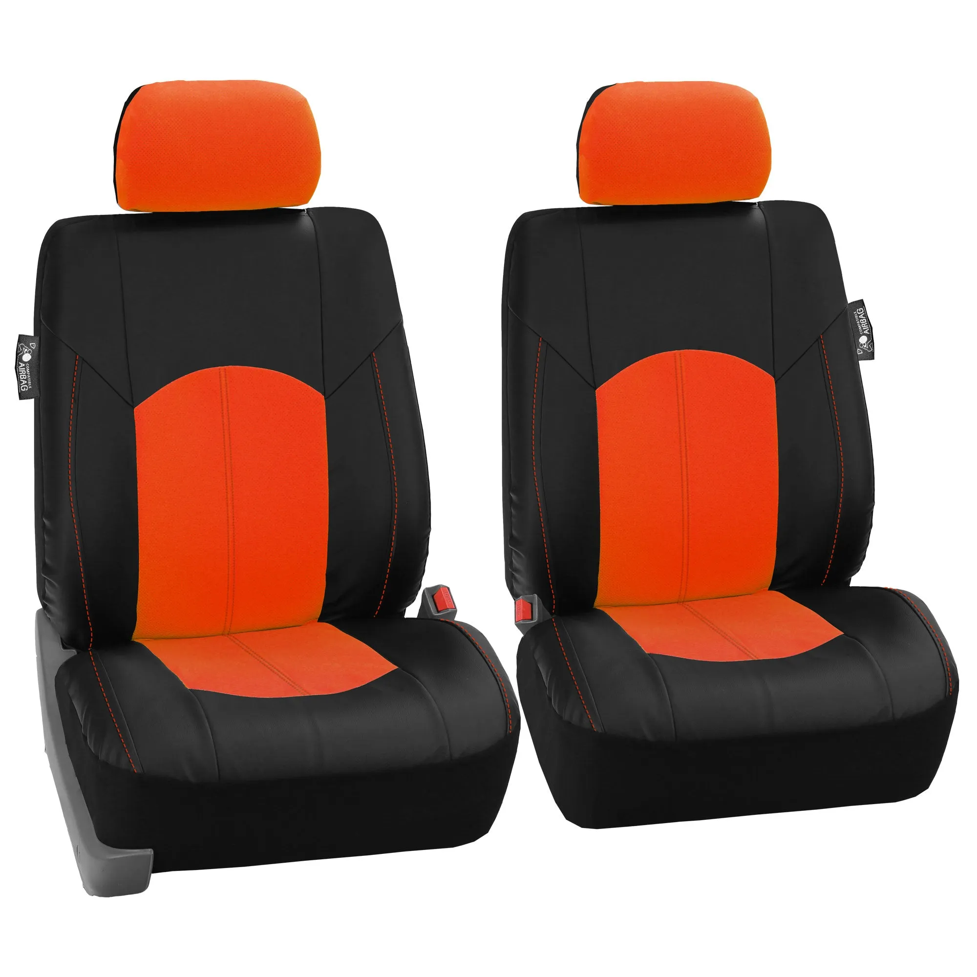 Highest Grade Faux Leather Seat Covers - Full Set Orange