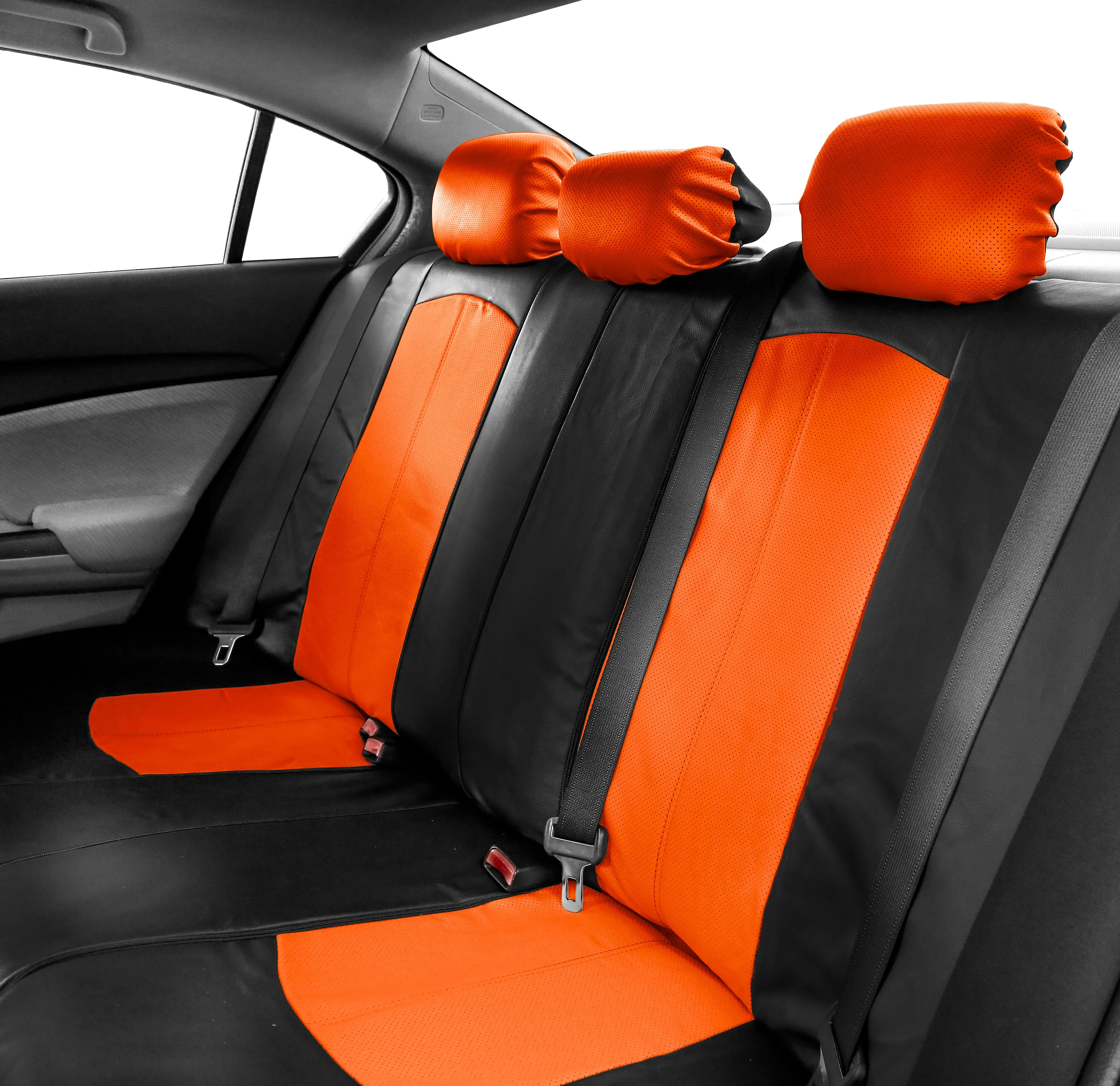Highest Grade Faux Leather Seat Covers - Full Set Orange