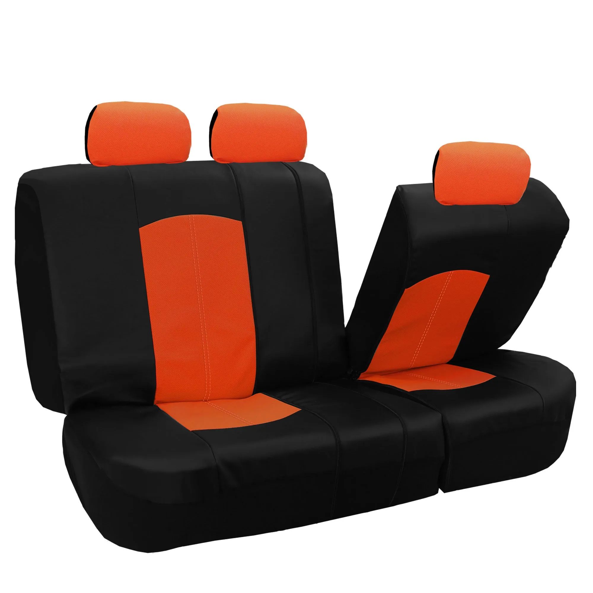 Highest Grade Faux Leather Seat Covers - Full Set Orange