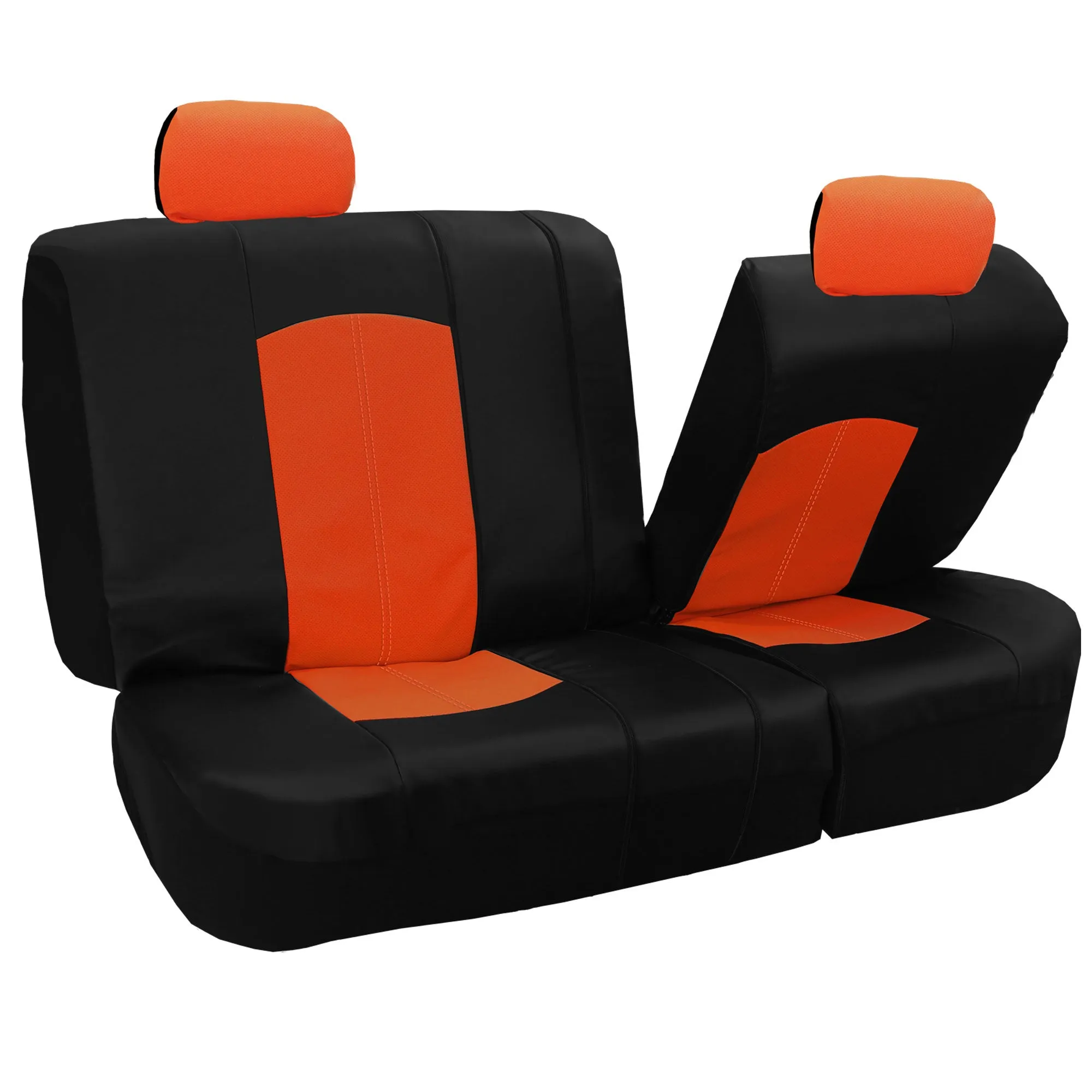 Highest Grade Faux Leather Seat Covers - Full Set Orange