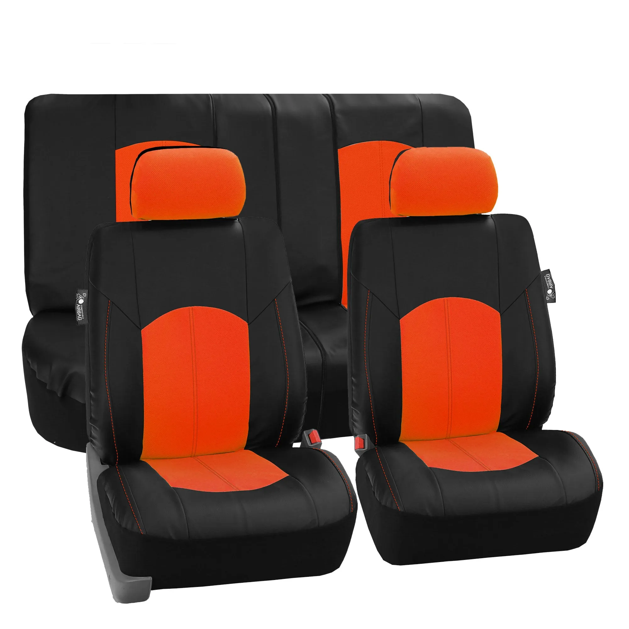 Highest Grade Faux Leather Seat Covers - Full Set Orange
