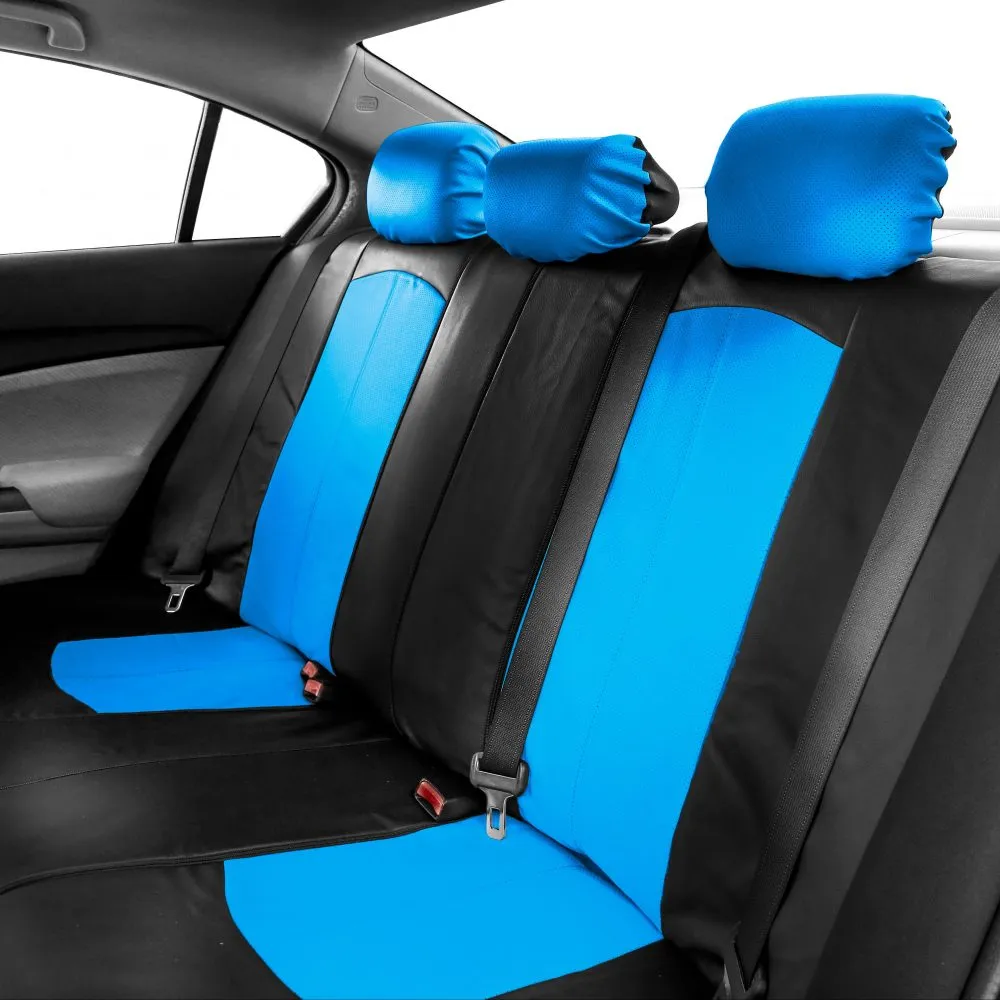 Highest Grade Faux Leather Seat Covers - Rear Blue
