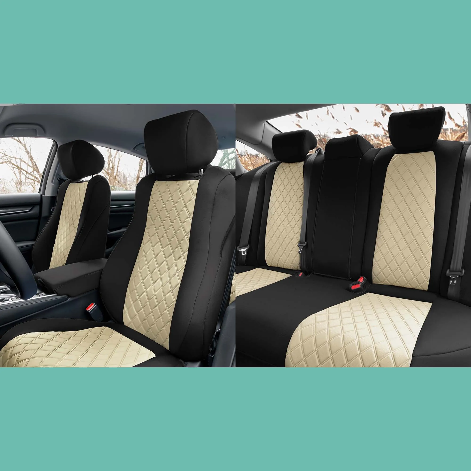 Honda Accord 2018 - 2022 Sport | Sport SE | EX| EX-L | Touring - Full Set Seat Covers - Beige Ultraflex Neoprene