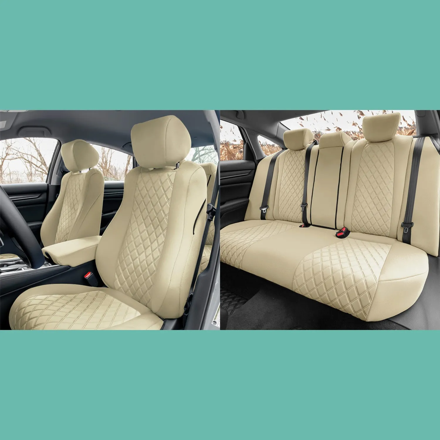 Honda Accord 2018 - 2022 Sport | Sport SE | EX| EX-L | Touring - Full Set Seat Covers - Beige Ultraflex Neoprene