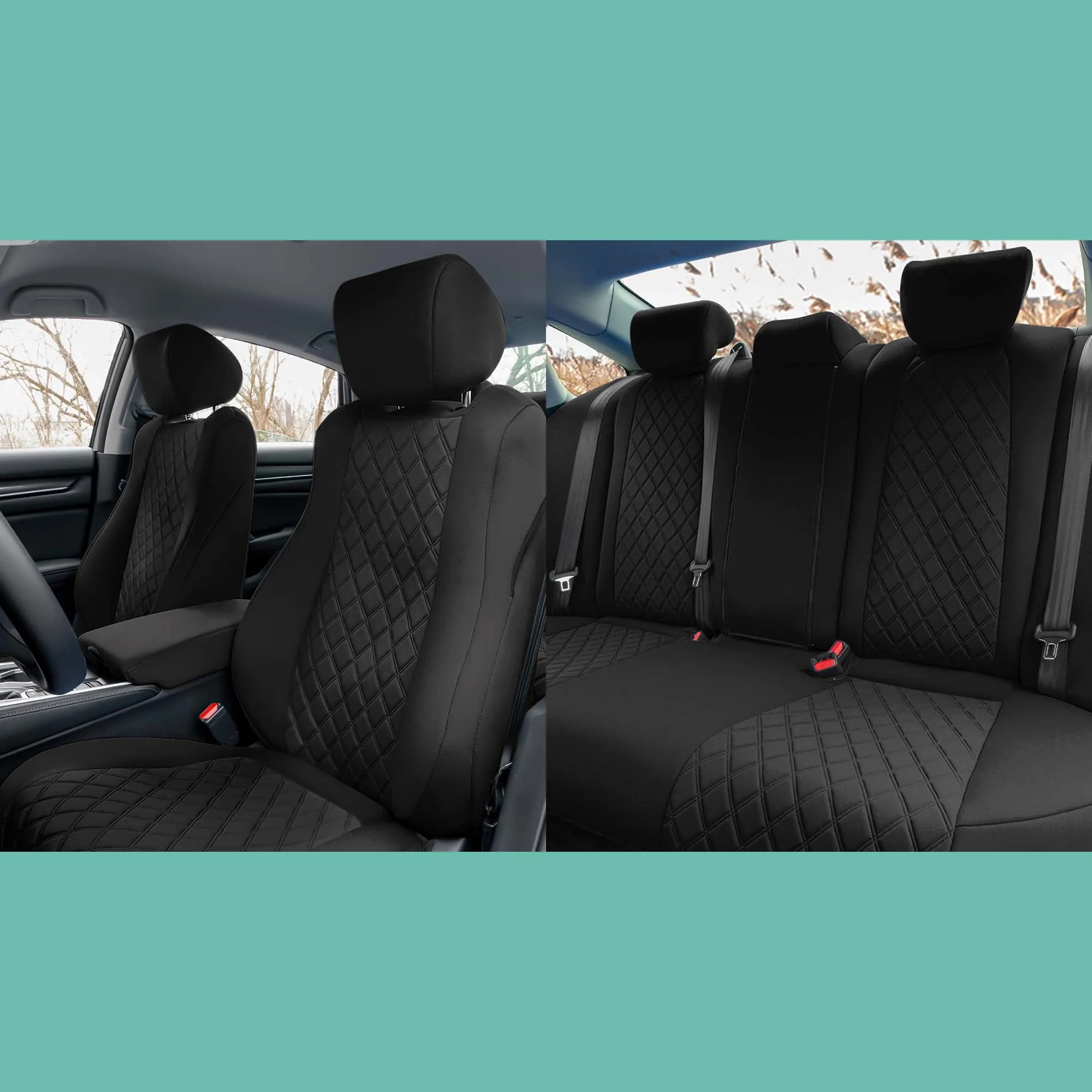 Honda Accord 2018 - 2022 Sport | Sport SE | EX| EX-L | Touring - Full Set Seat Covers - Black Ultraflex Neoprene