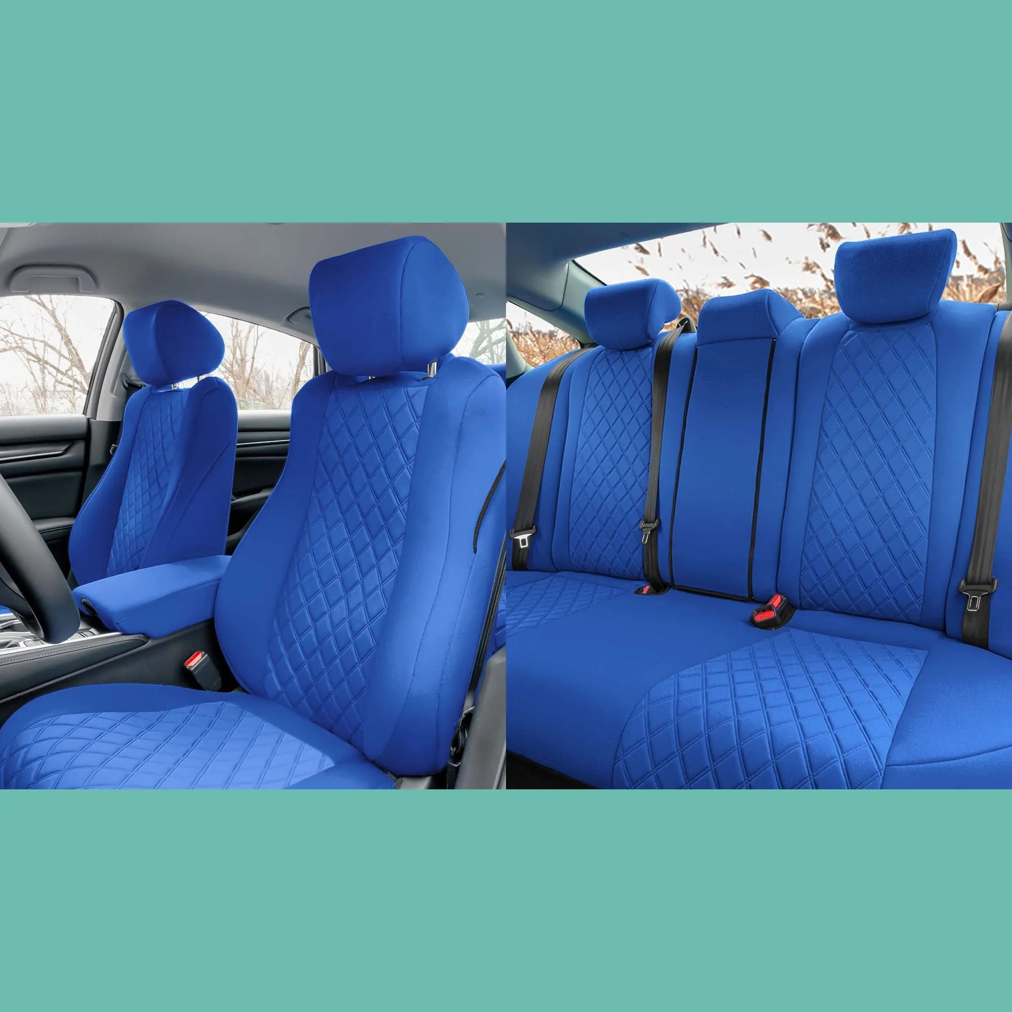Honda Accord 2018 - 2022 Sport | Sport SE | EX| EX-L | Touring - Full Set Seat Covers - Solid Blue Ultraflex Neoprene