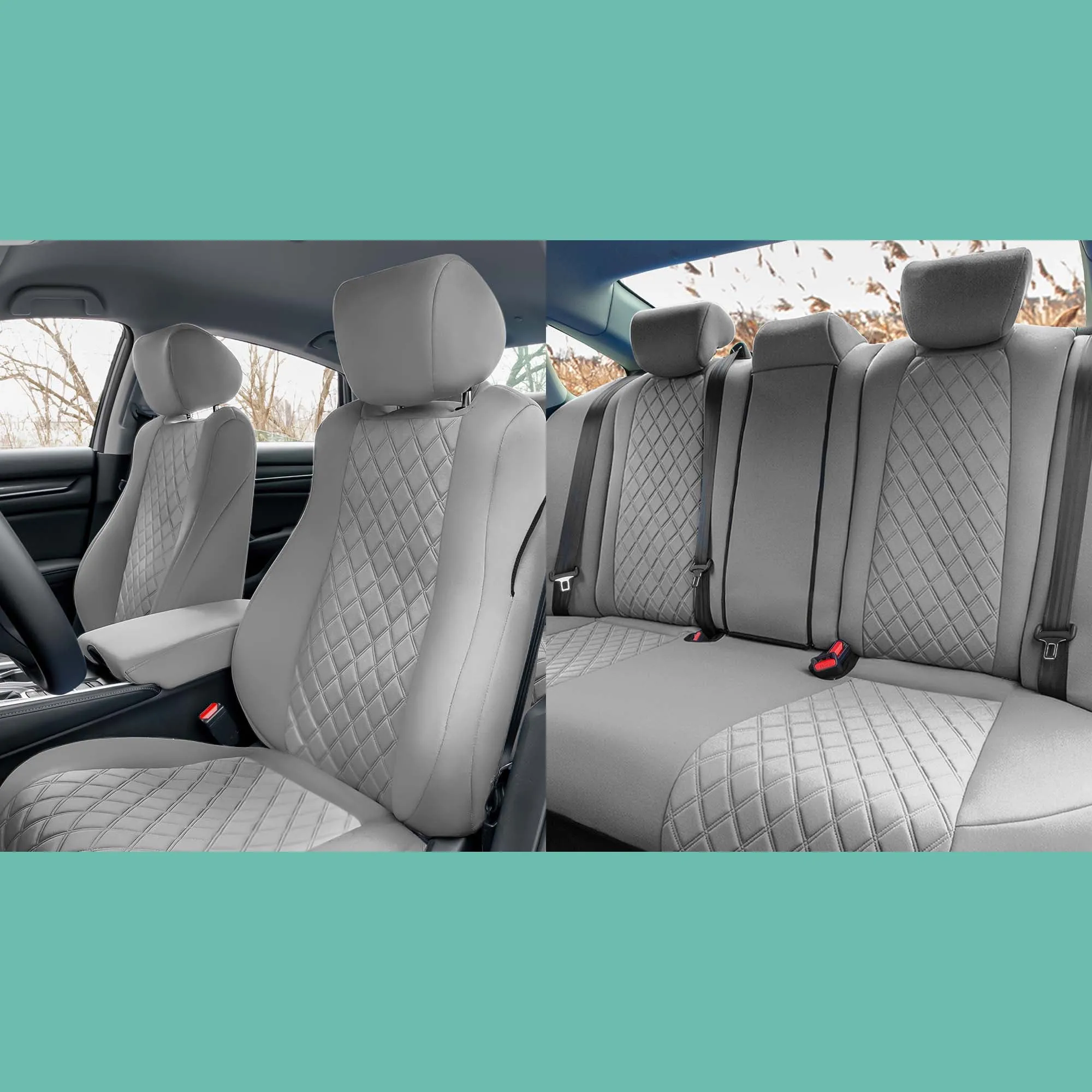 Honda Accord 2018 - 2022 Sport | Sport SE | EX| EX-L | Touring - Full Set Seat Covers - Solid Gray Ultraflex Neoprene