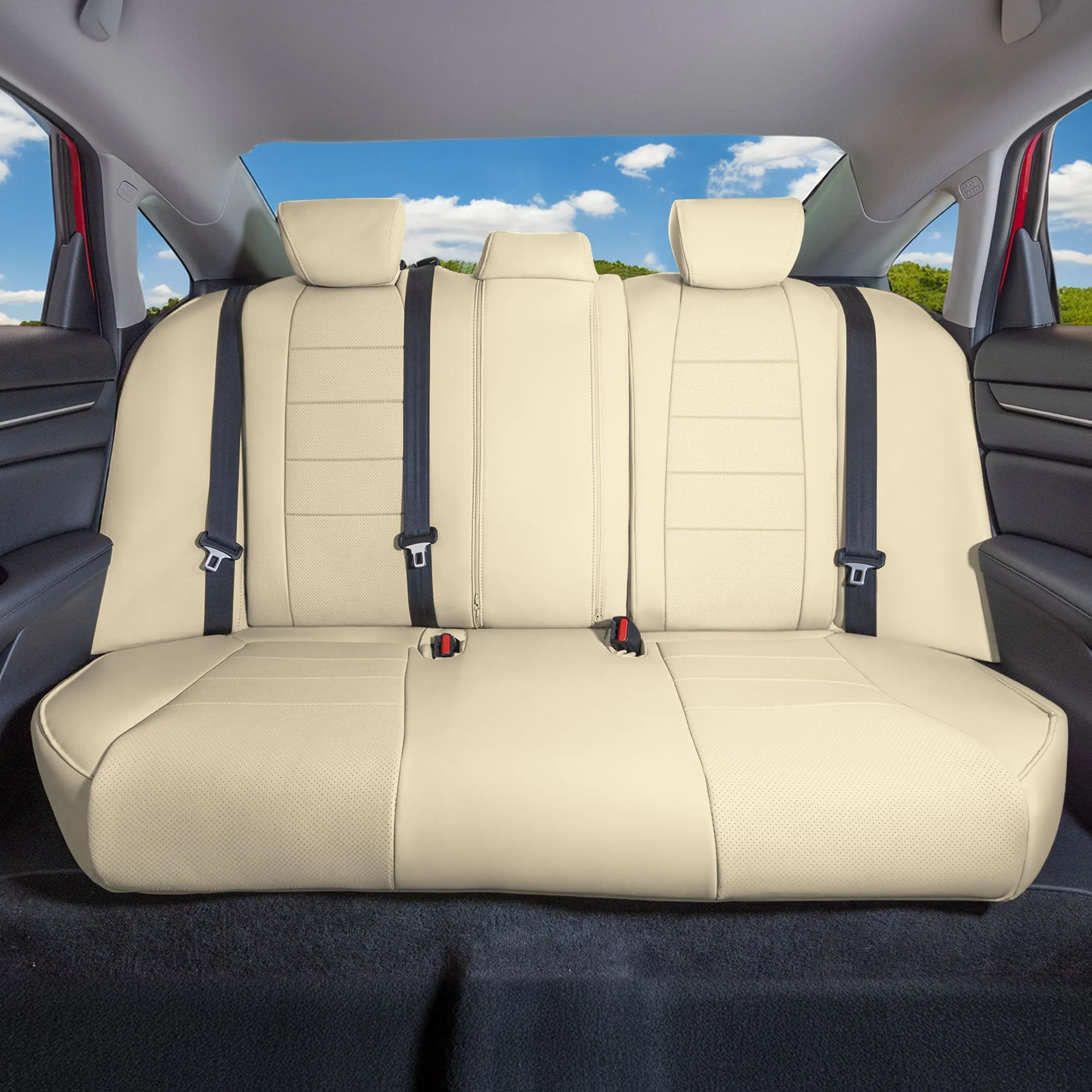 Honda Accord 2018 - 2022 Sport | Sport SE | EX| EX-L | Touring - Rear Set Seat Covers - Beige Faux Leather