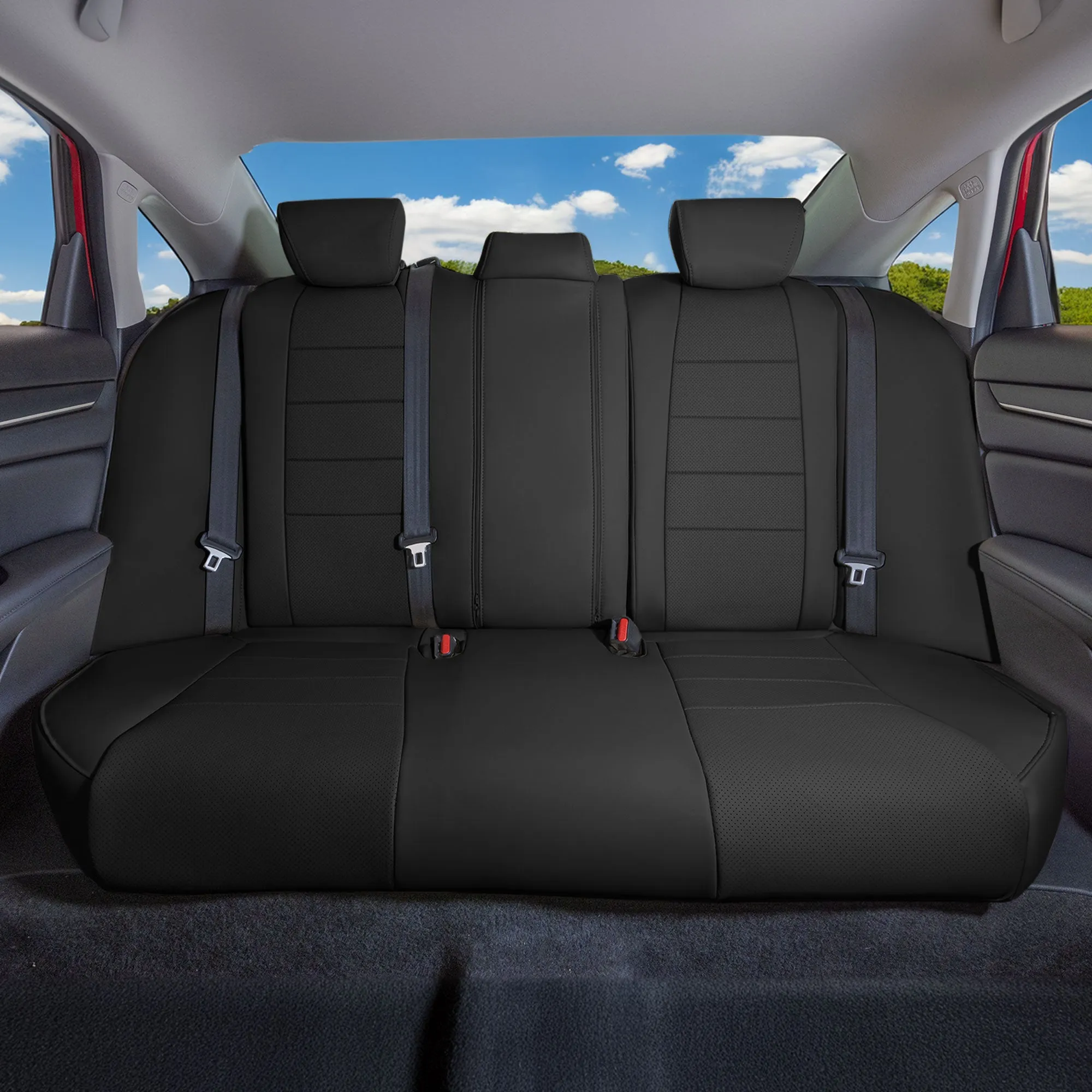 Honda Accord 2018 - 2022 Sport | Sport SE | EX| EX-L | Touring - Rear Set Seat Covers - Black Faux Leather