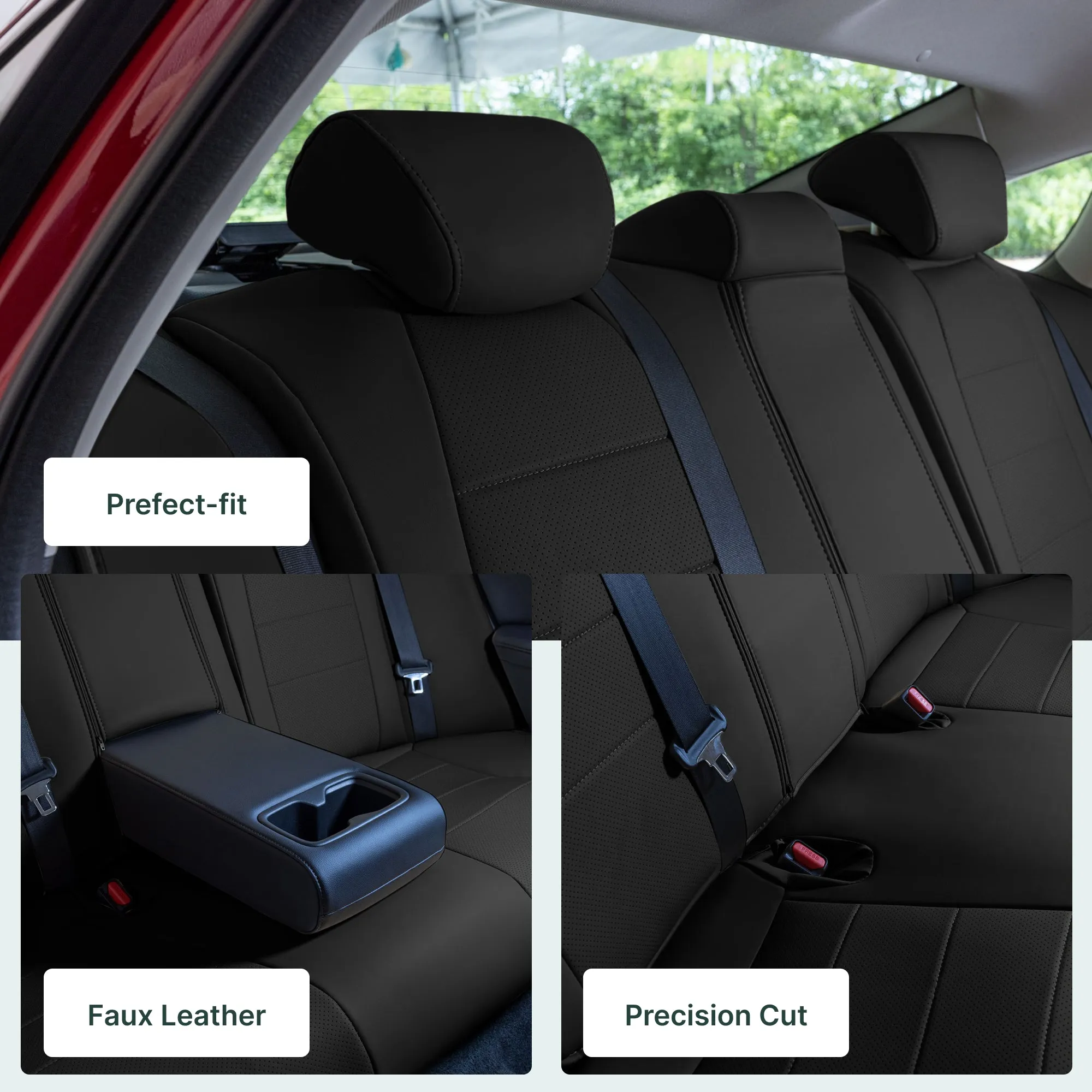 Honda Accord 2018 - 2022 Sport | Sport SE | EX| EX-L | Touring - Rear Set Seat Covers - Black Faux Leather