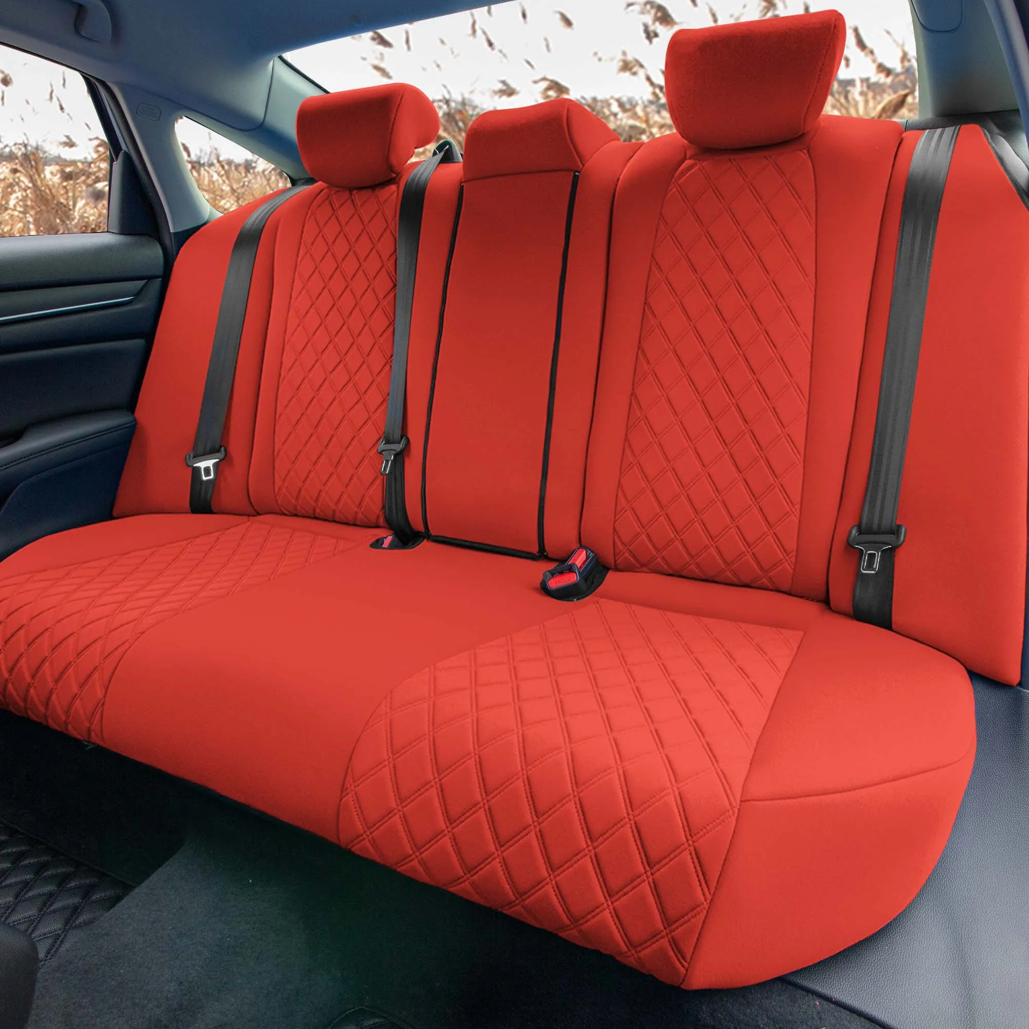 Honda Accord 2018 - 2022 Sport | Sport SE | EX| EX-L | Touring - Rear Set Seat Covers - Solid Red Ultraflex Neoprene