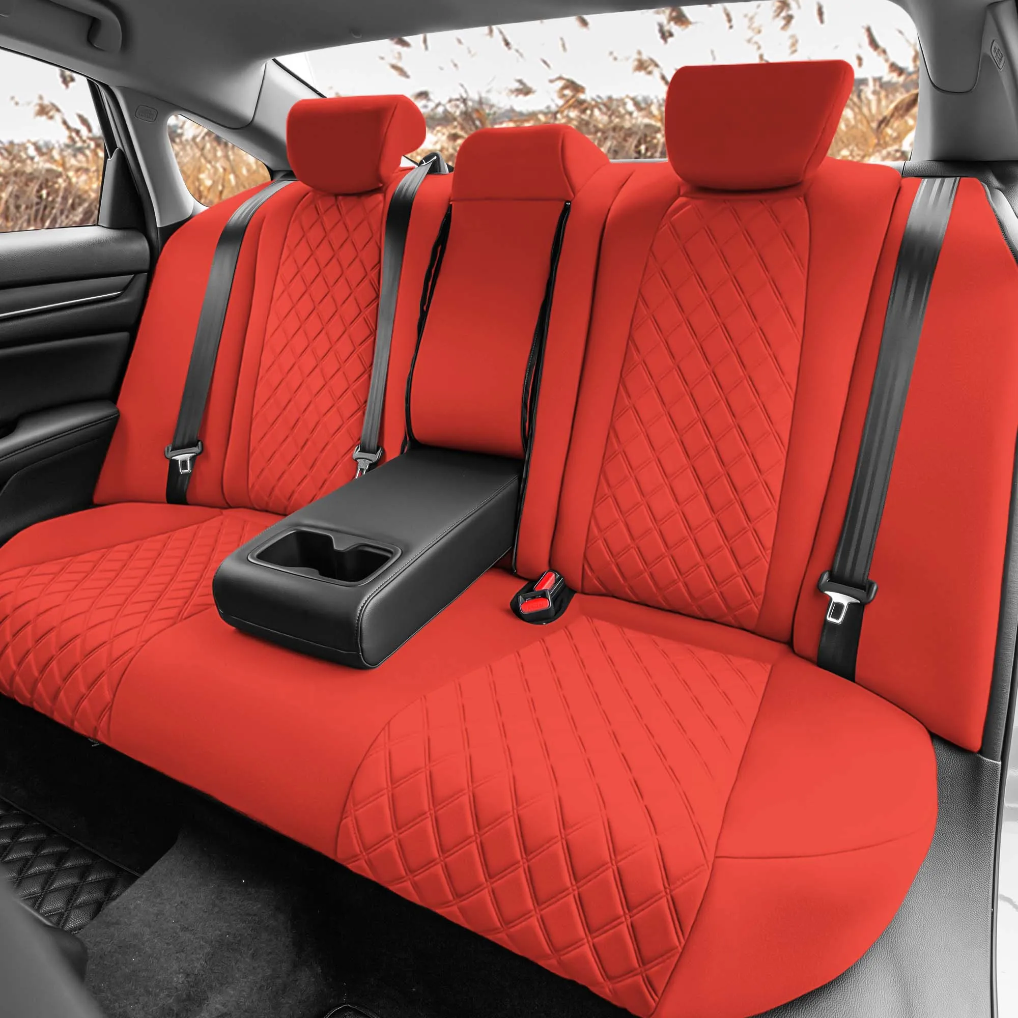Honda Accord 2018 - 2022 Sport | Sport SE | EX| EX-L | Touring - Rear Set Seat Covers - Solid Red Ultraflex Neoprene