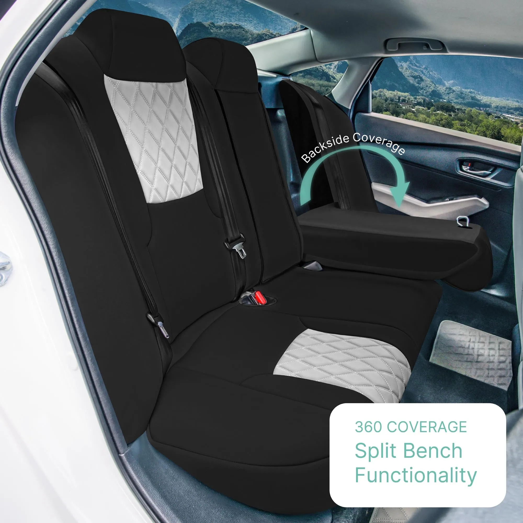 Honda Accord Sport | Sport SE | E X | EX-L | Touring 2023-2024 - Full Set Seat Covers (Split Bench) - Gray Ultraflex Neoprene