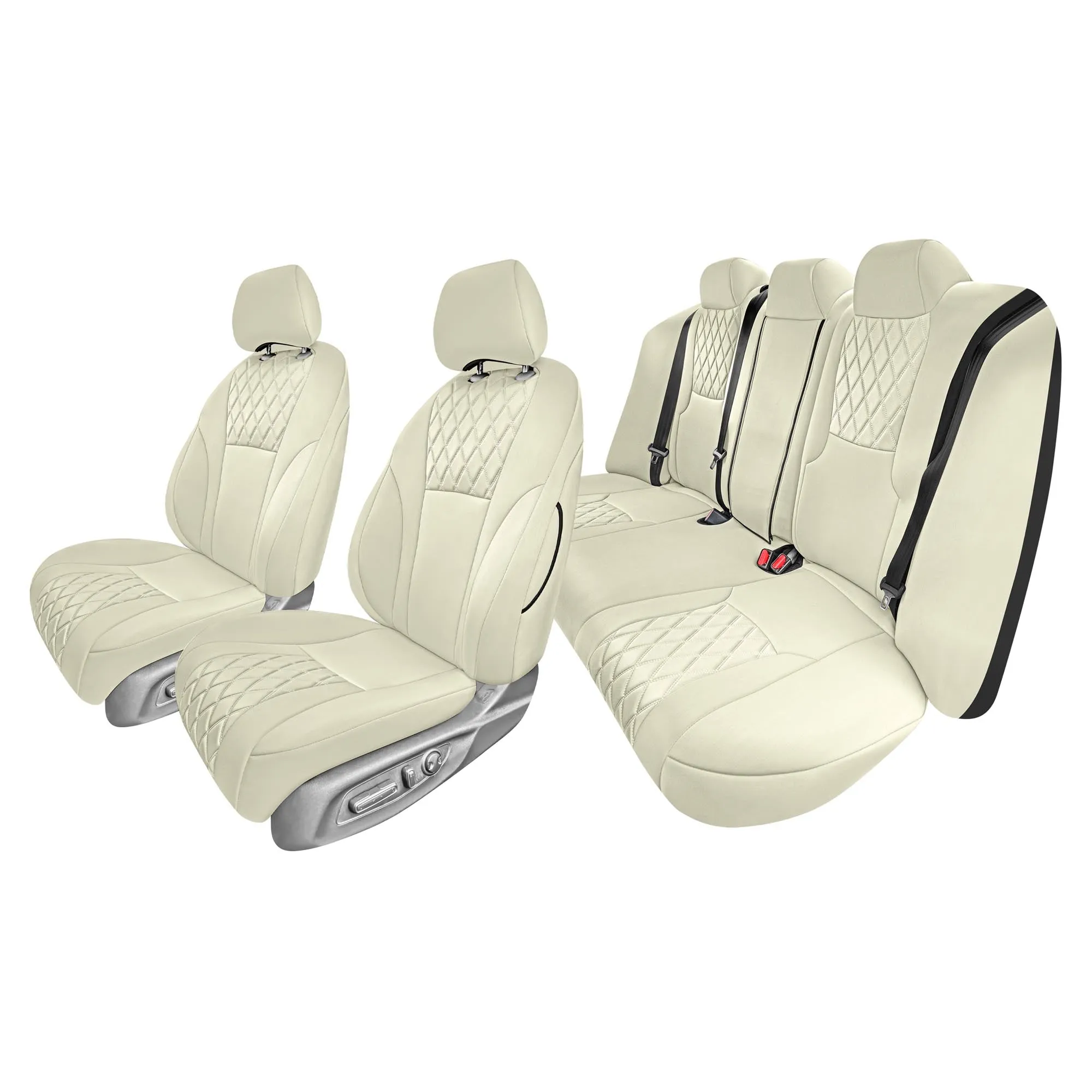 Honda Accord Sport | Sport SE | E X | EX-L | Touring 2023-2024 - Full Set Seat Covers (Split Bench) - Solid Beige Ultraflex Neoprene