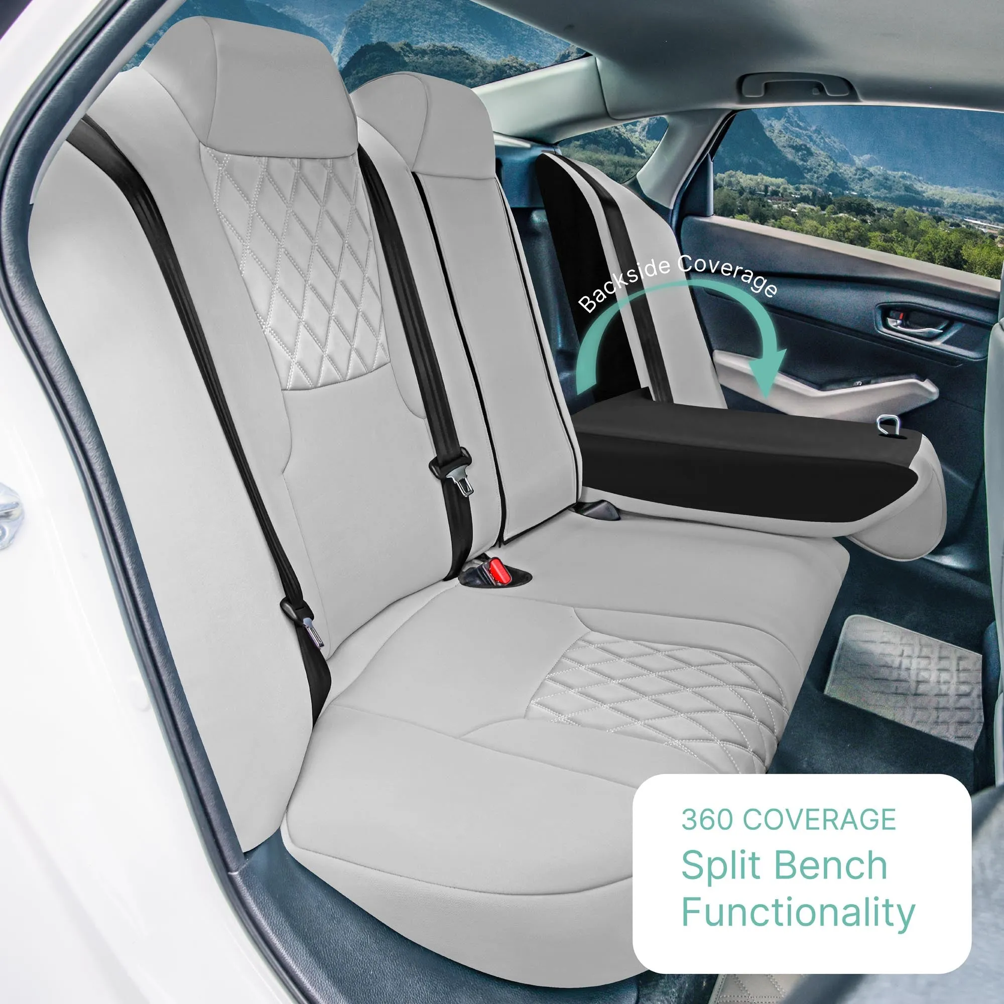 Honda Accord Sport | Sport SE | E X | EX-L | Touring 2023-2024 - Full Set Seat Covers (Split Bench) - Solid Gray Ultraflex Neoprene
